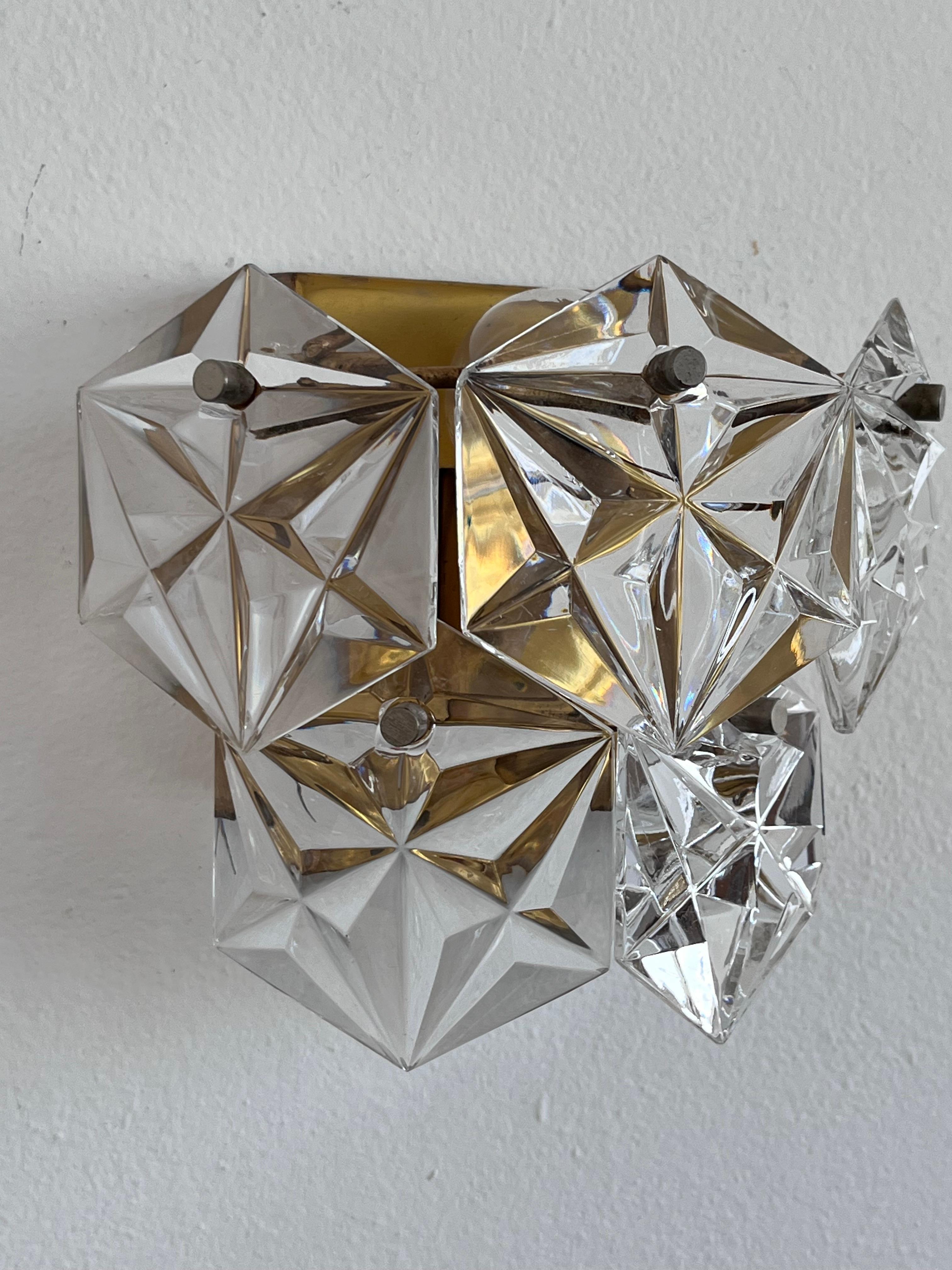 Lámpara de pared de cristal de diseño de mediados de siglo de Kinkeldey, Alemania, años 70 finales del siglo XX en venta