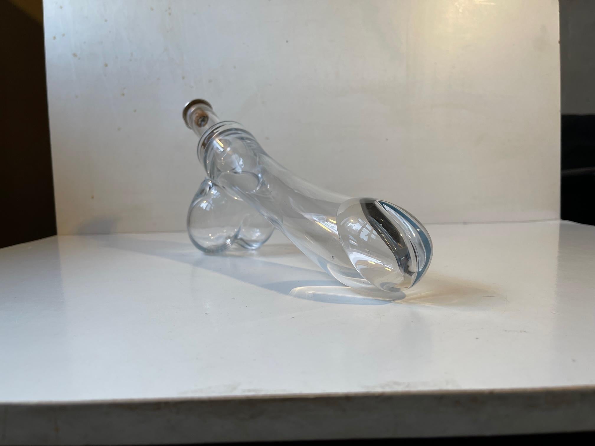 Mid-Century Modern Mid-Century Glass Fallos, Penis Decanter by Holmegaard, Denmark, 1960s