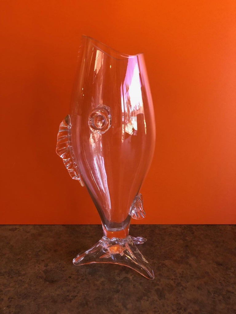 Midcentury Glass Fish Vase by Blenko at 1stDibs blenko fish vase