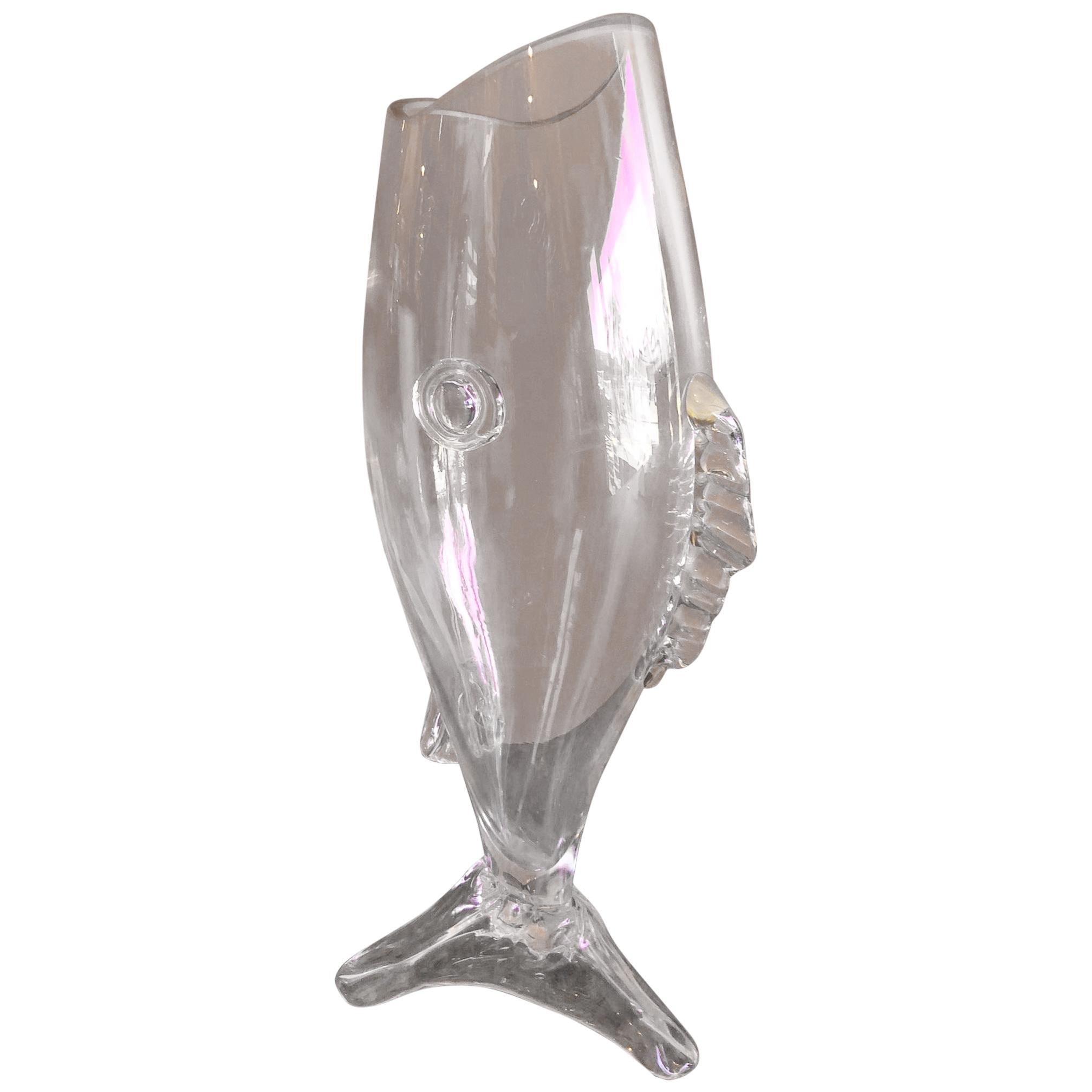 Midcentury Glass Fish Vase by Blenko