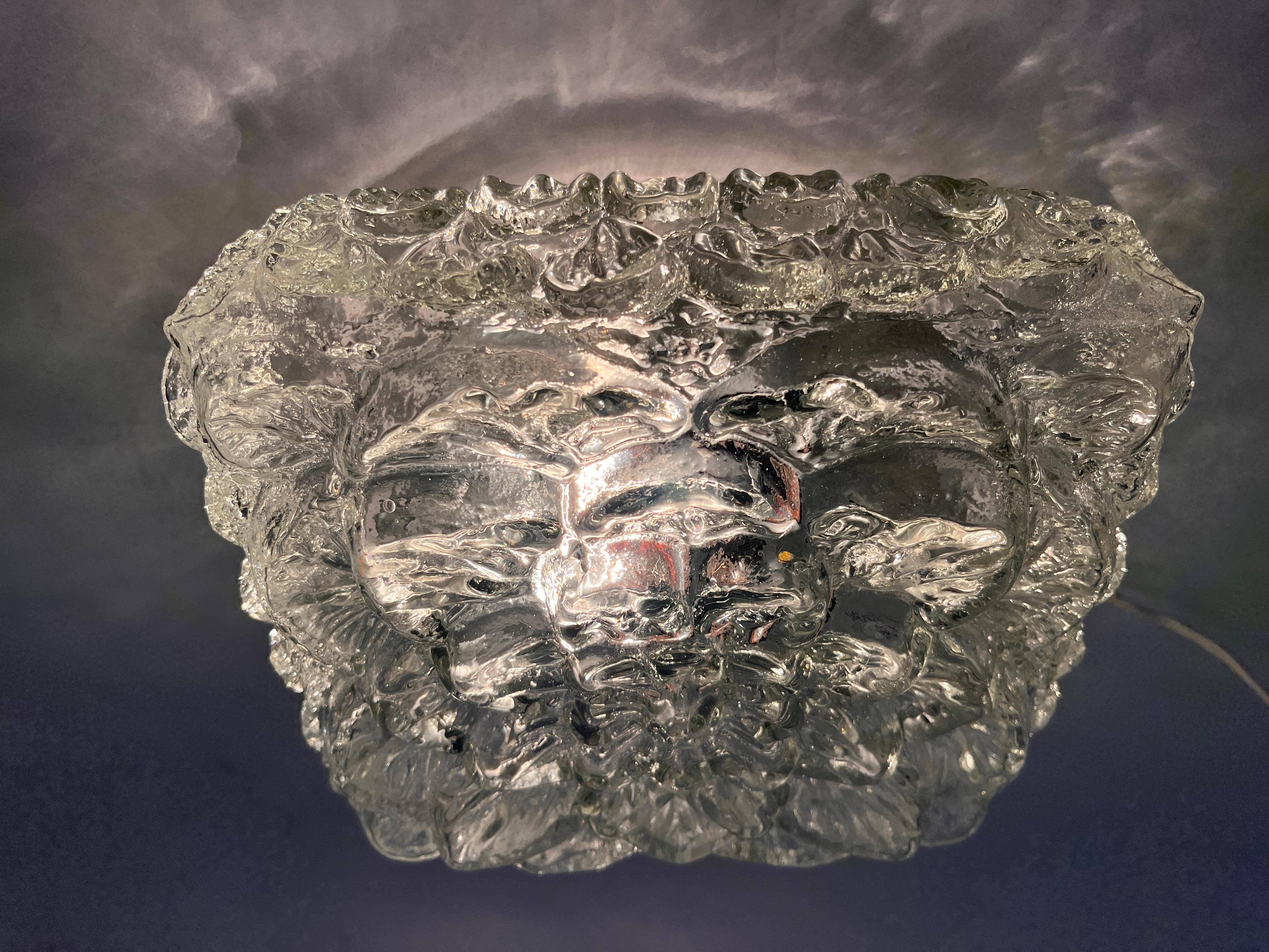 Mid-Century Modern Midcentury glass Flush Mount, Ceiling or Wall Lamp, Germany, 1970s For Sale
