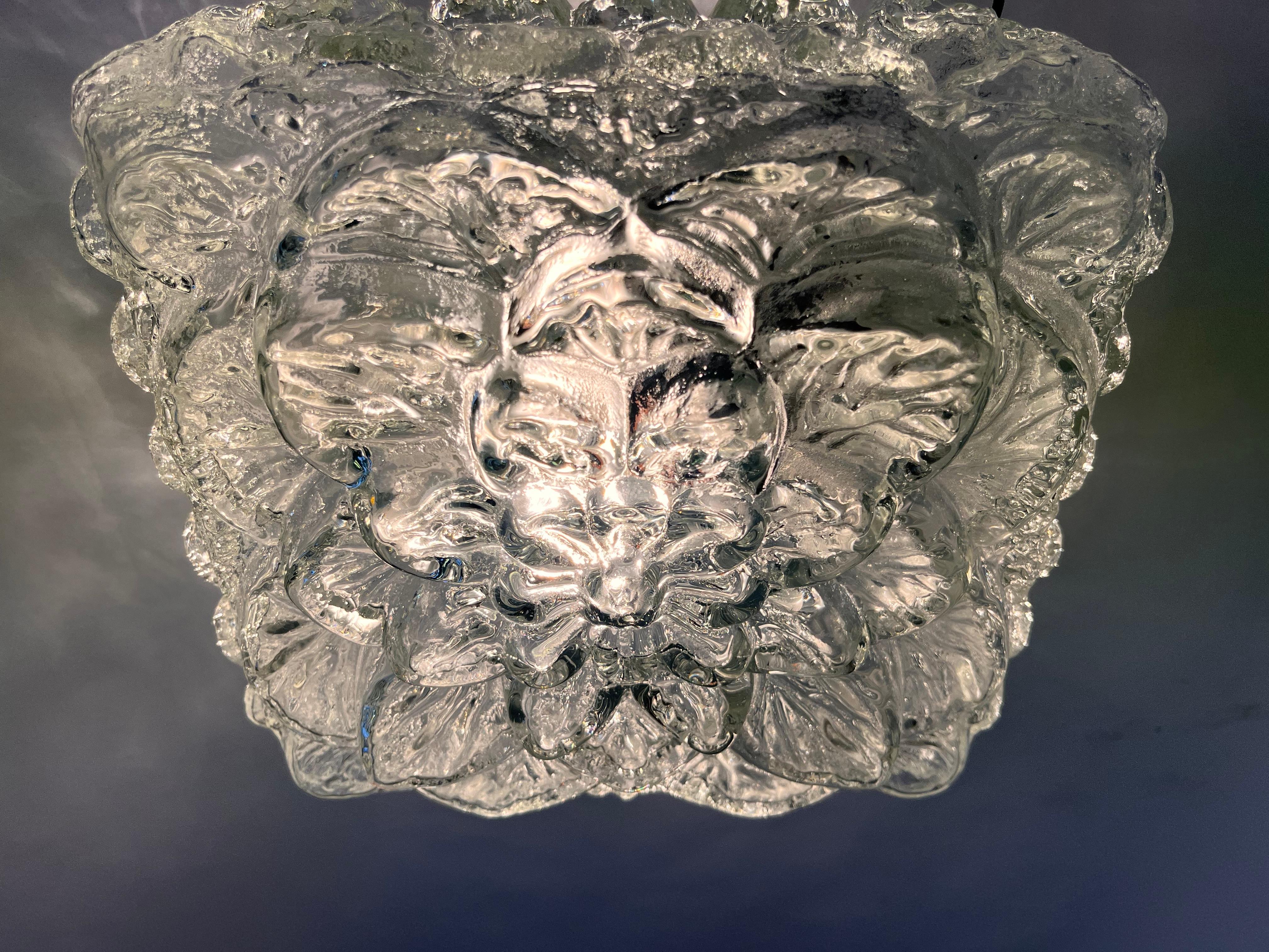 Late 20th Century Midcentury glass Flush Mount, Ceiling or Wall Lamp, Germany, 1970s For Sale