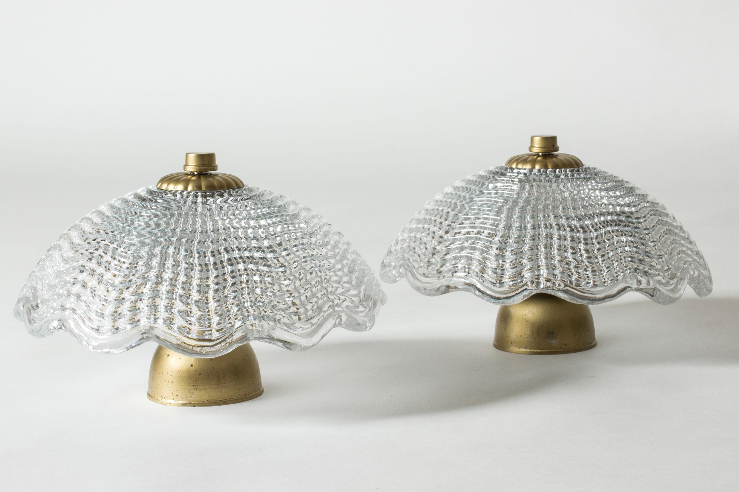 Suédois Montures de chasse d'eau en verre du milieu du siècle par Carl Fagerlund, Orrefors, Suède, années 1940 en vente