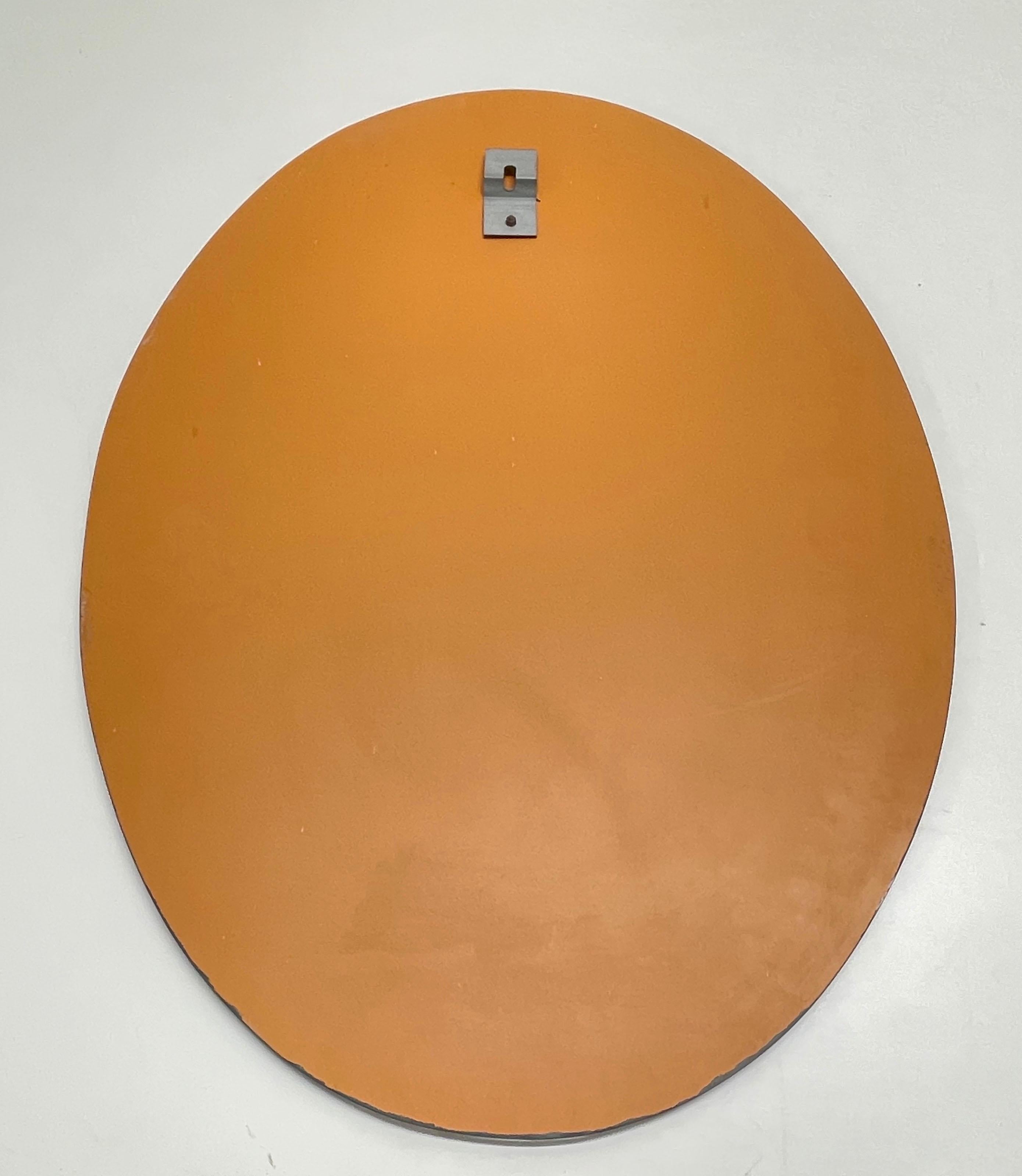 Midcentury Glass Framed Oval Wall Mirror Attributed to Cristal Art, Italy, 1960s 4