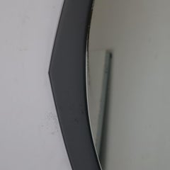 Midcentury Glass Framed Oval Wall Mirror Attributed to Cristal Art, Italy, 1960s