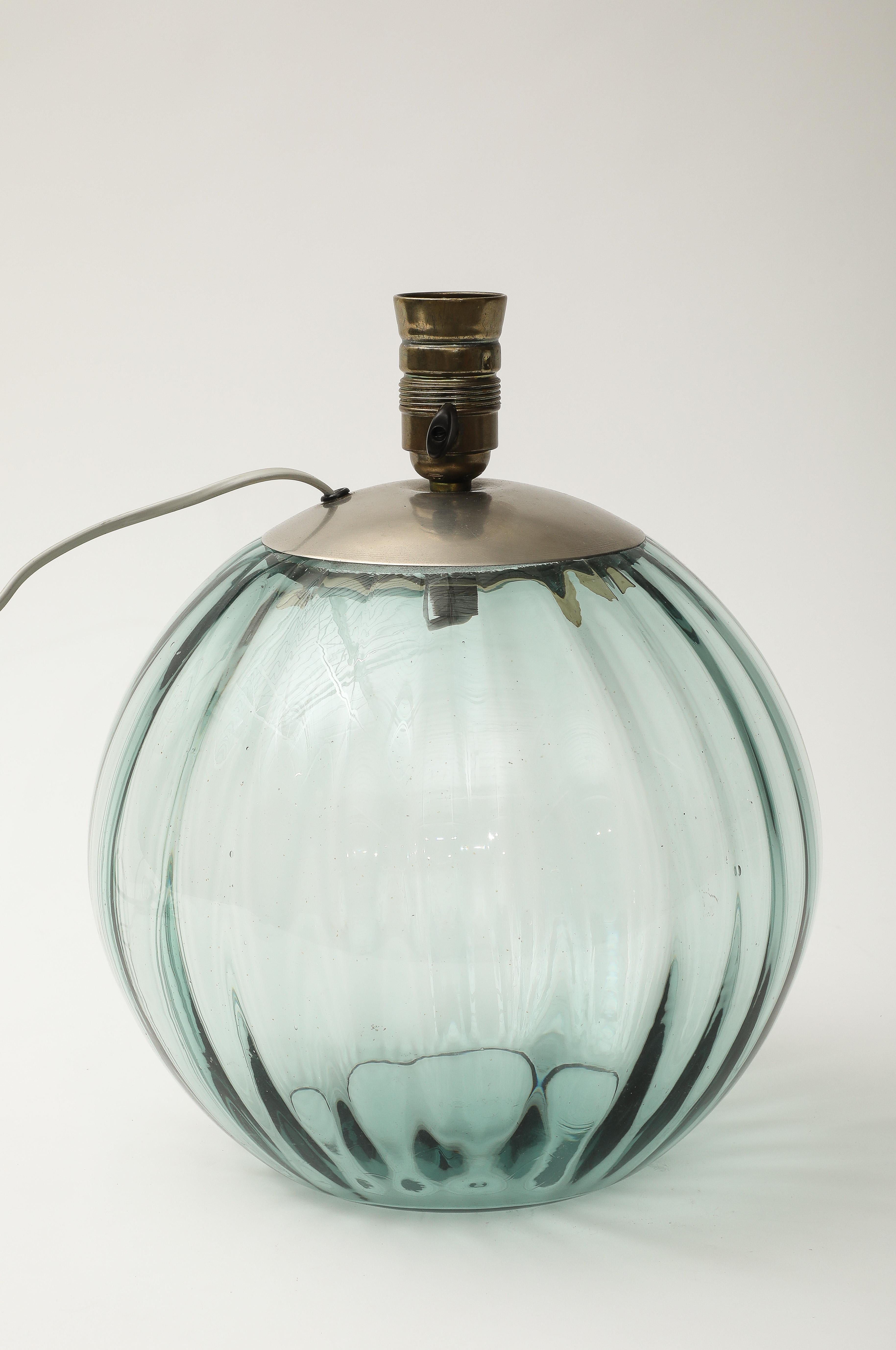 Mid-Century Modern Midcentury Glass Globe Table Lamp in the manner of Venini, c. 1950s