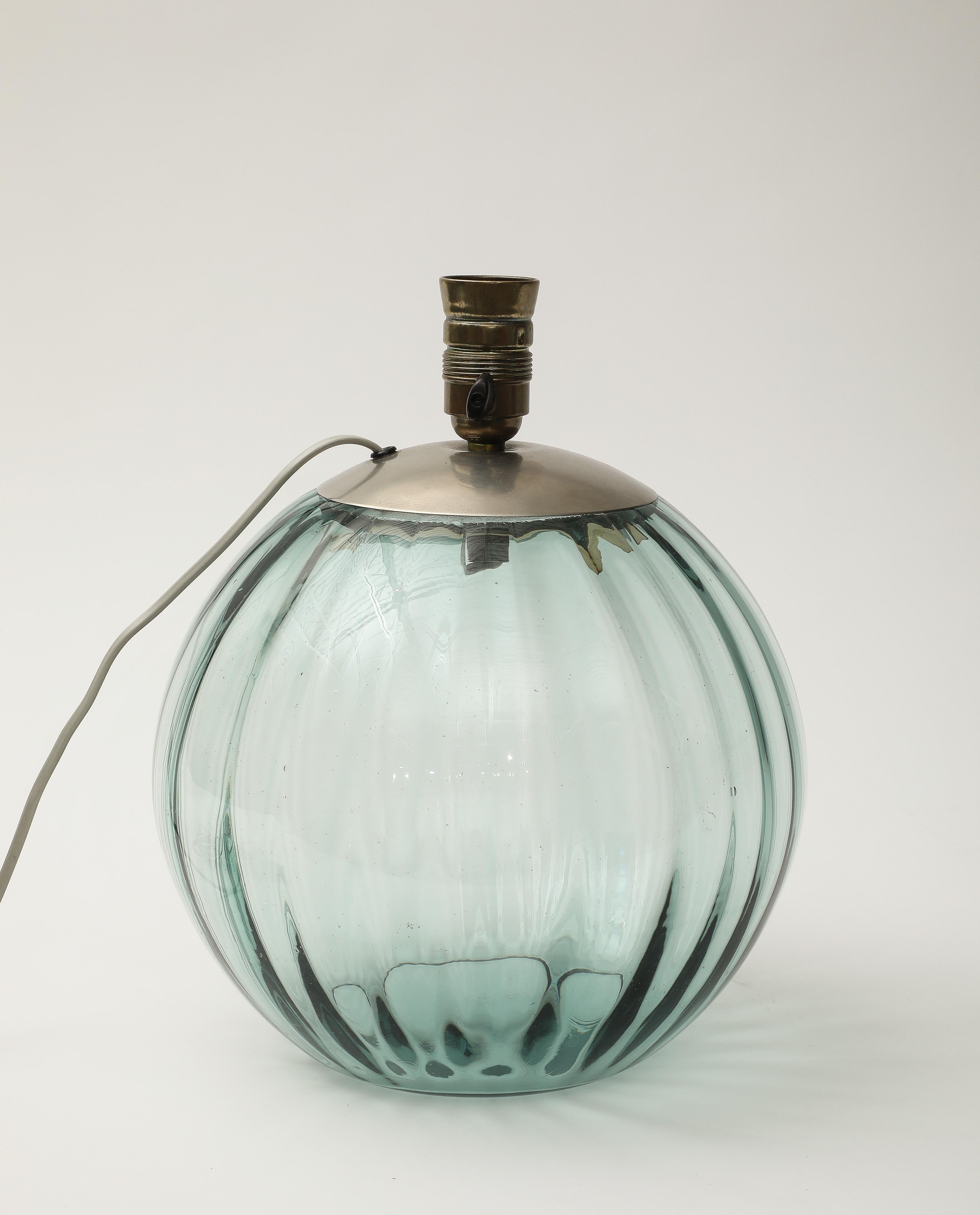 Italian Midcentury Glass Globe Table Lamp in the manner of Venini, c. 1950s