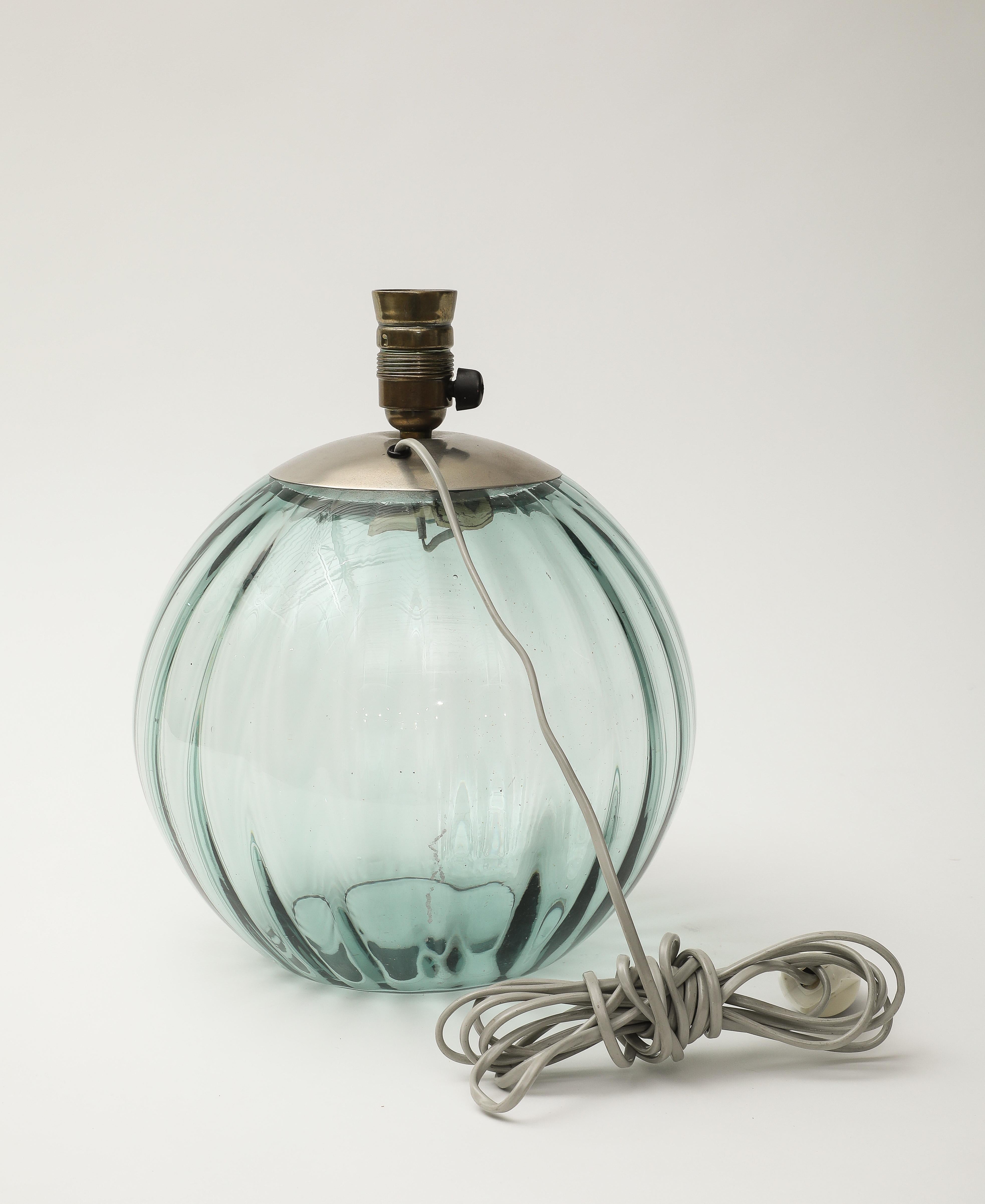 Midcentury Glass Globe Table Lamp in the manner of Venini, c. 1950s 1