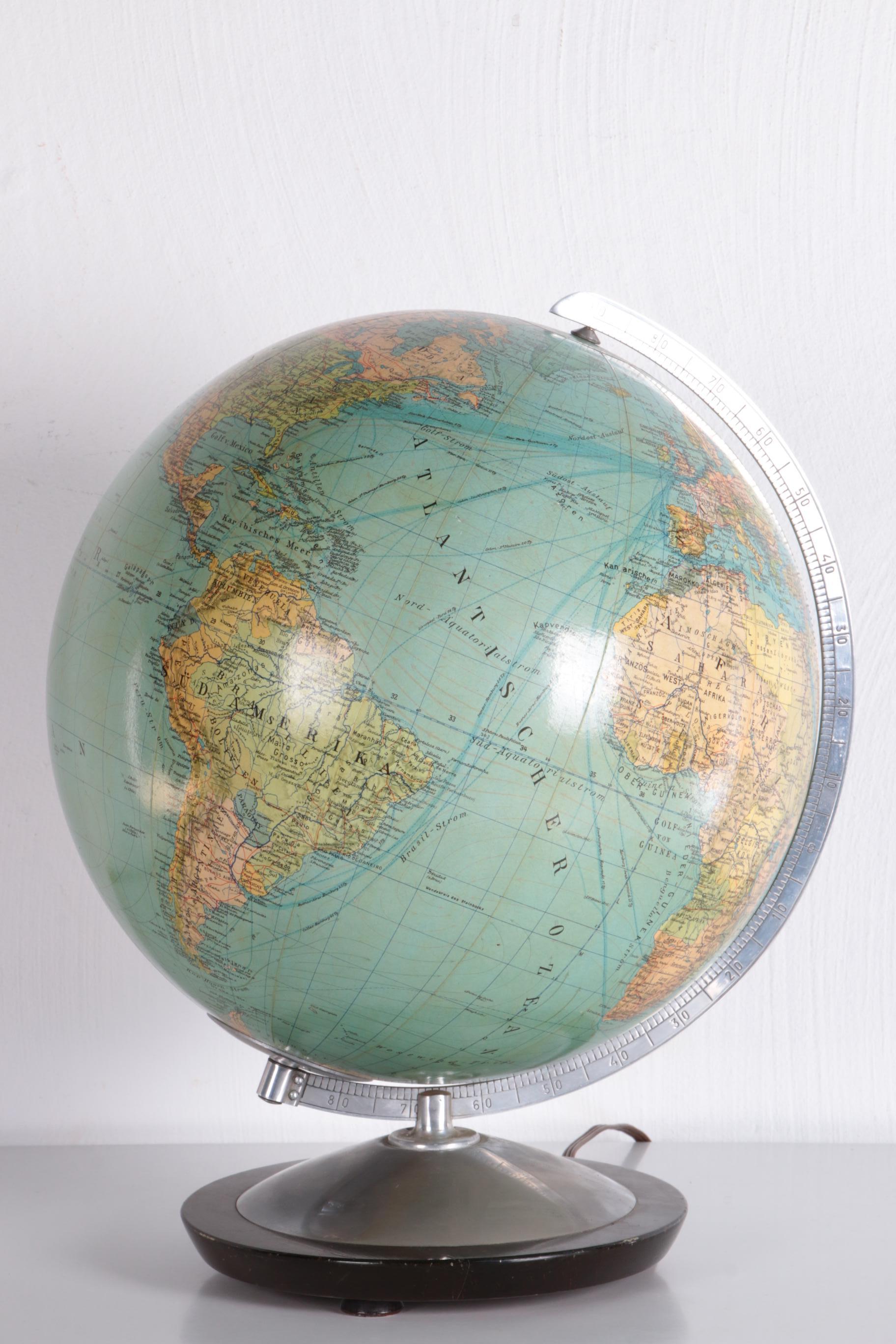 Midcentury Glass Globe with Light from Columbus DuoErdglobe, Germany 5