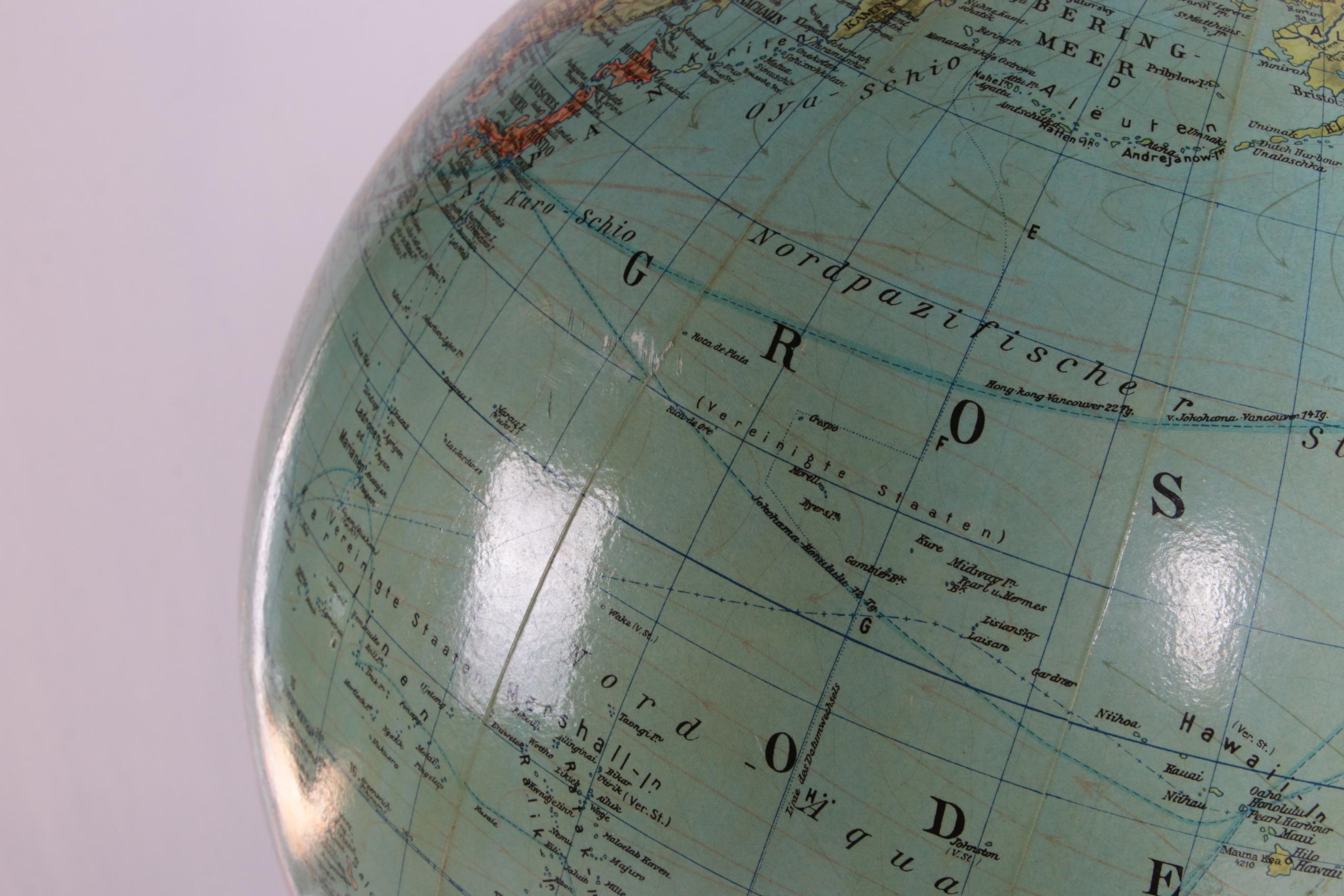 Mid-20th Century Midcentury Glass Globe with Light from Columbus DuoErdglobe, Germany