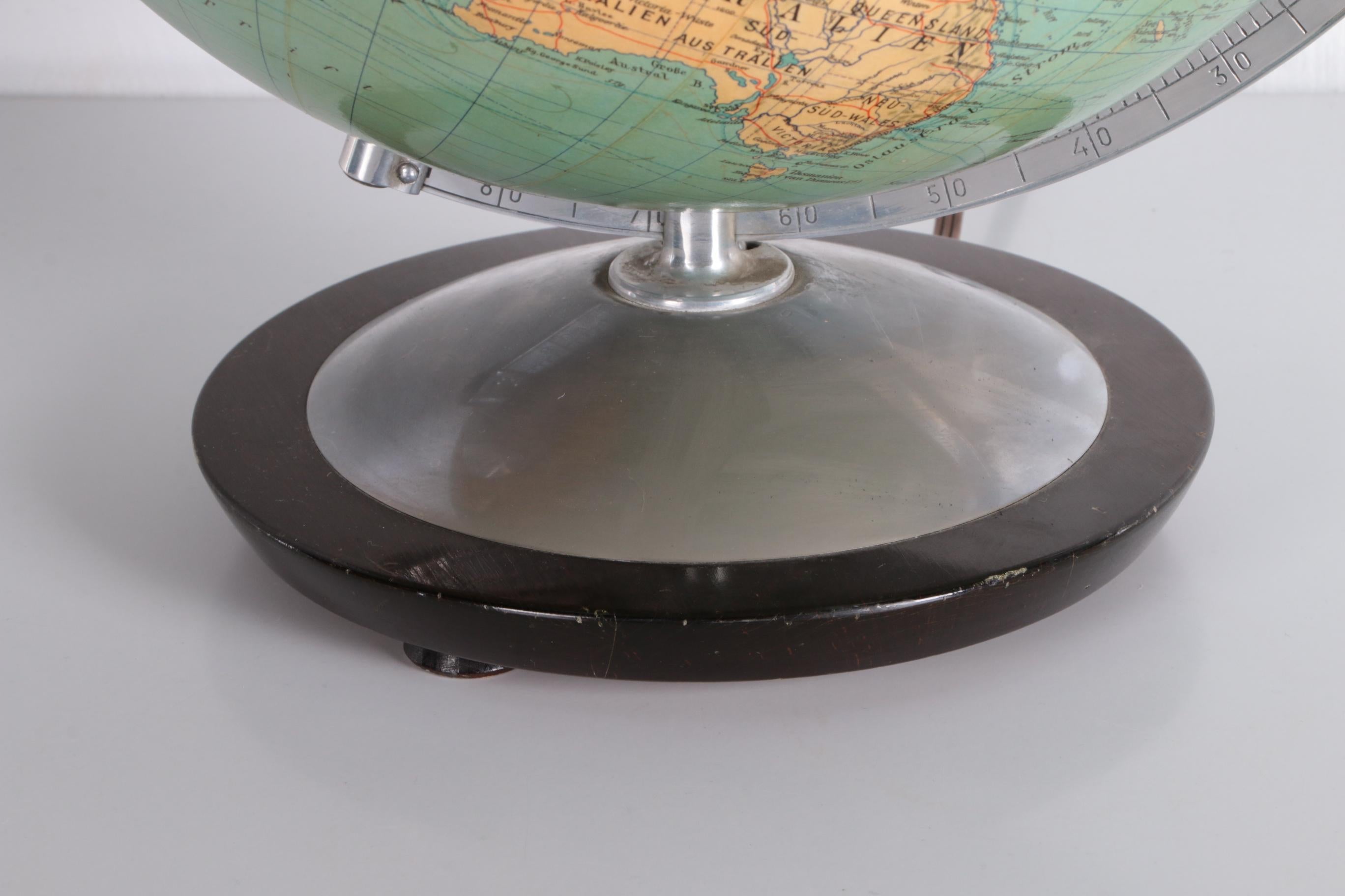 Midcentury Glass Globe with Light from Columbus DuoErdglobe, Germany 3