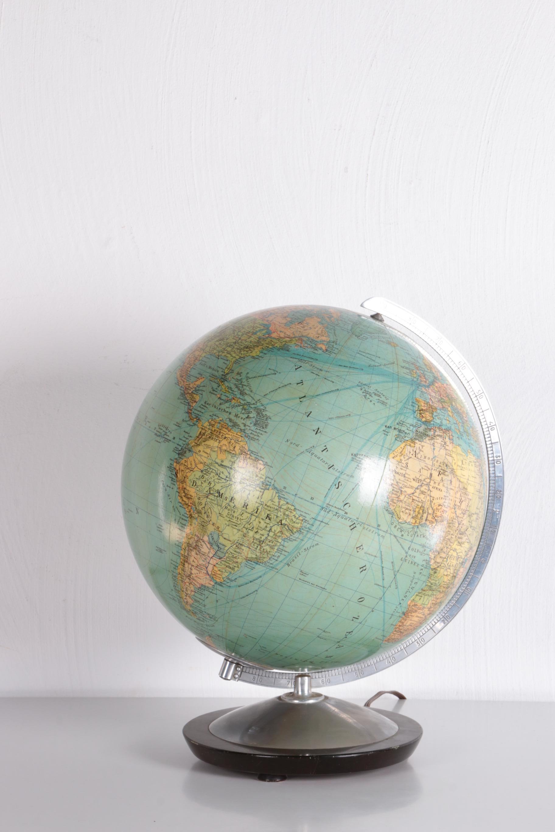 Midcentury Glass Globe with Light from Columbus DuoErdglobe, Germany 4