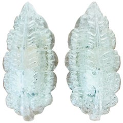 Midcentury Glass Leaf Wall Lamps by Glashütte Limburg, 1960s Midcentury Glass Leaf Wall Lamps by Glashütte Limburg, 1960s