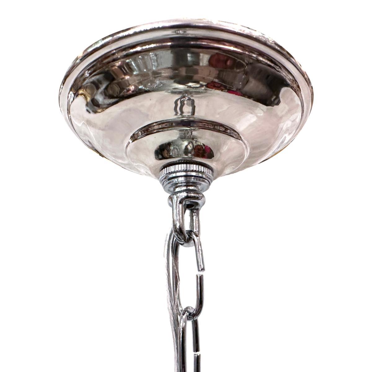 A circa 1960's Italian articulating glass and chrome light fixture with two interior lights.

Measurements:
Current drop: 26