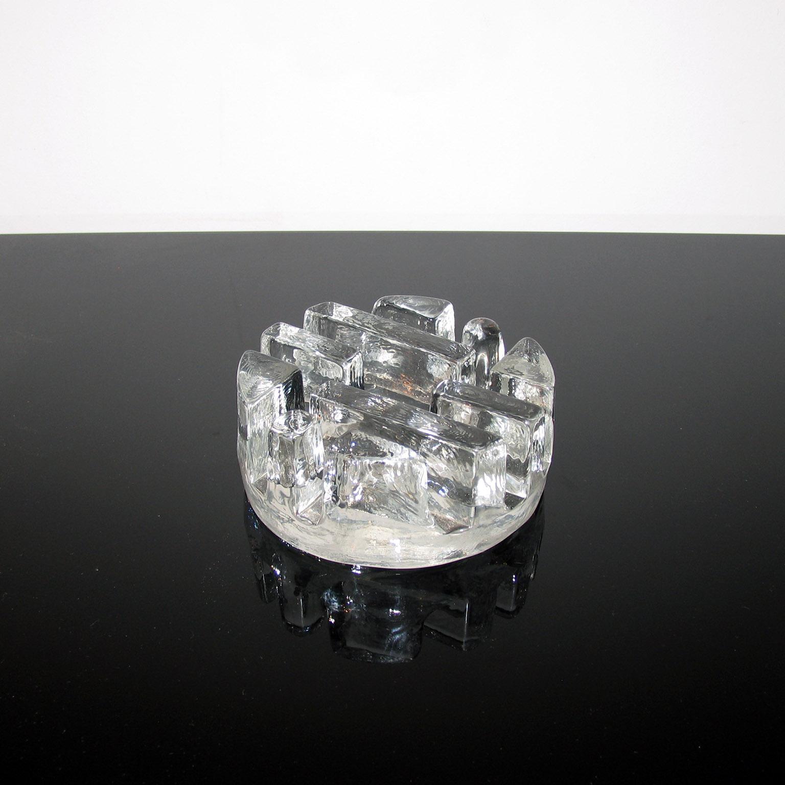 Midcentury Glass Paperweight Letter Holder In Excellent Condition In Bochum, NRW