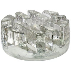 Midcentury Glass Paperweight Letter Holder