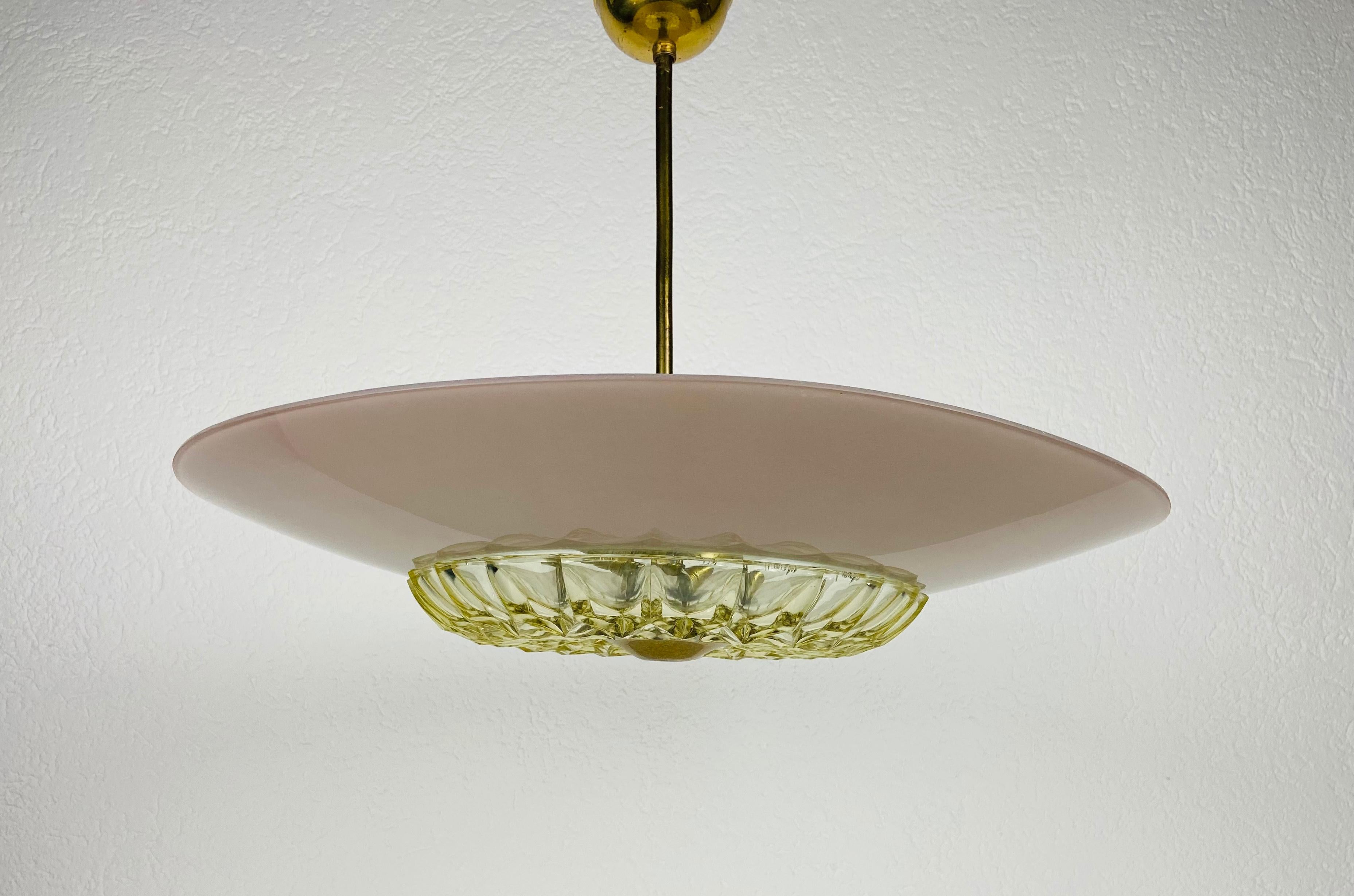 Mid-Century Modern Midcentury Glass Pendant Lamp in the Style of Boris Lacroix, 1960s
