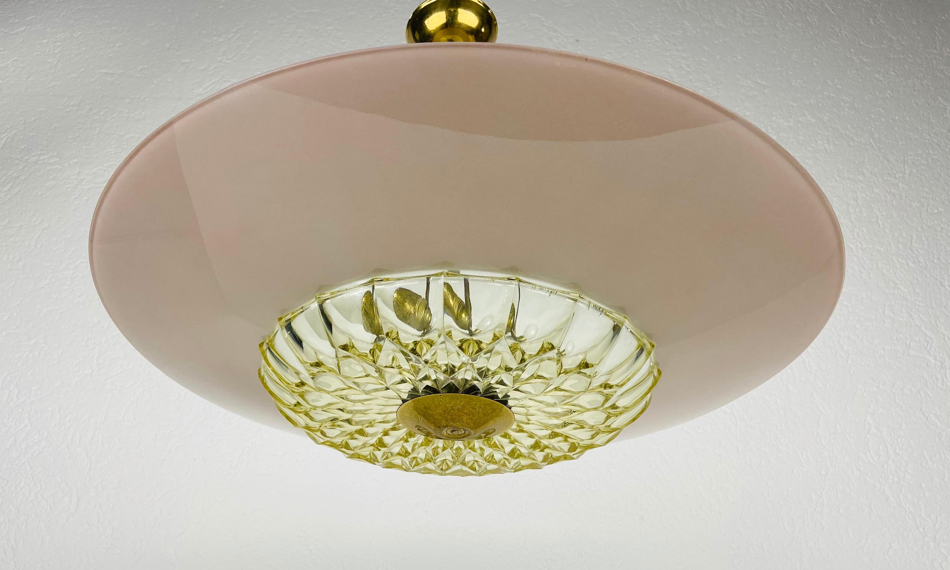 European Midcentury Glass Pendant Lamp in the Style of Boris Lacroix, 1960s