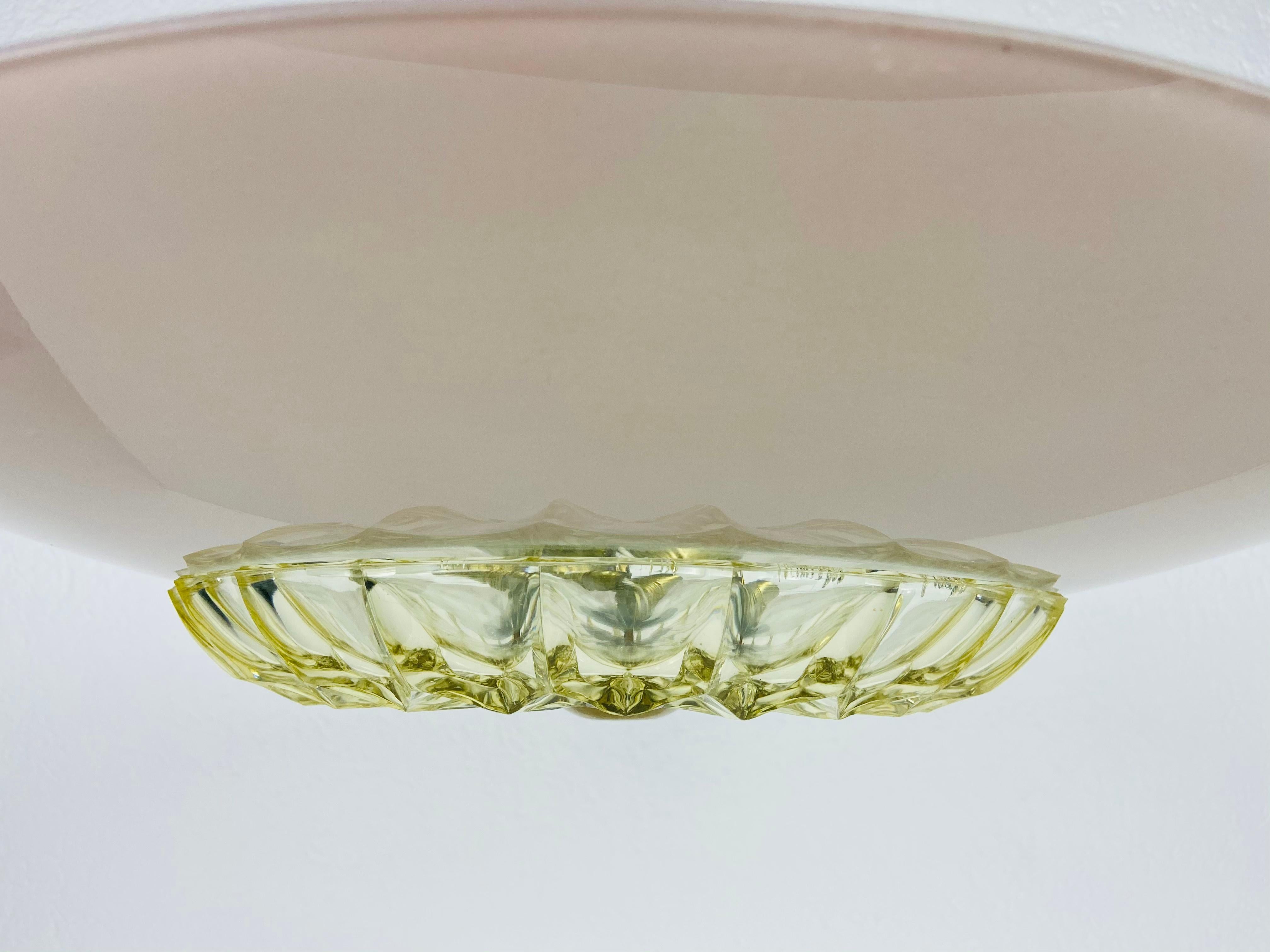 Midcentury Glass Pendant Lamp in the Style of Boris Lacroix, 1960s In Good Condition In Hagenbach, DE