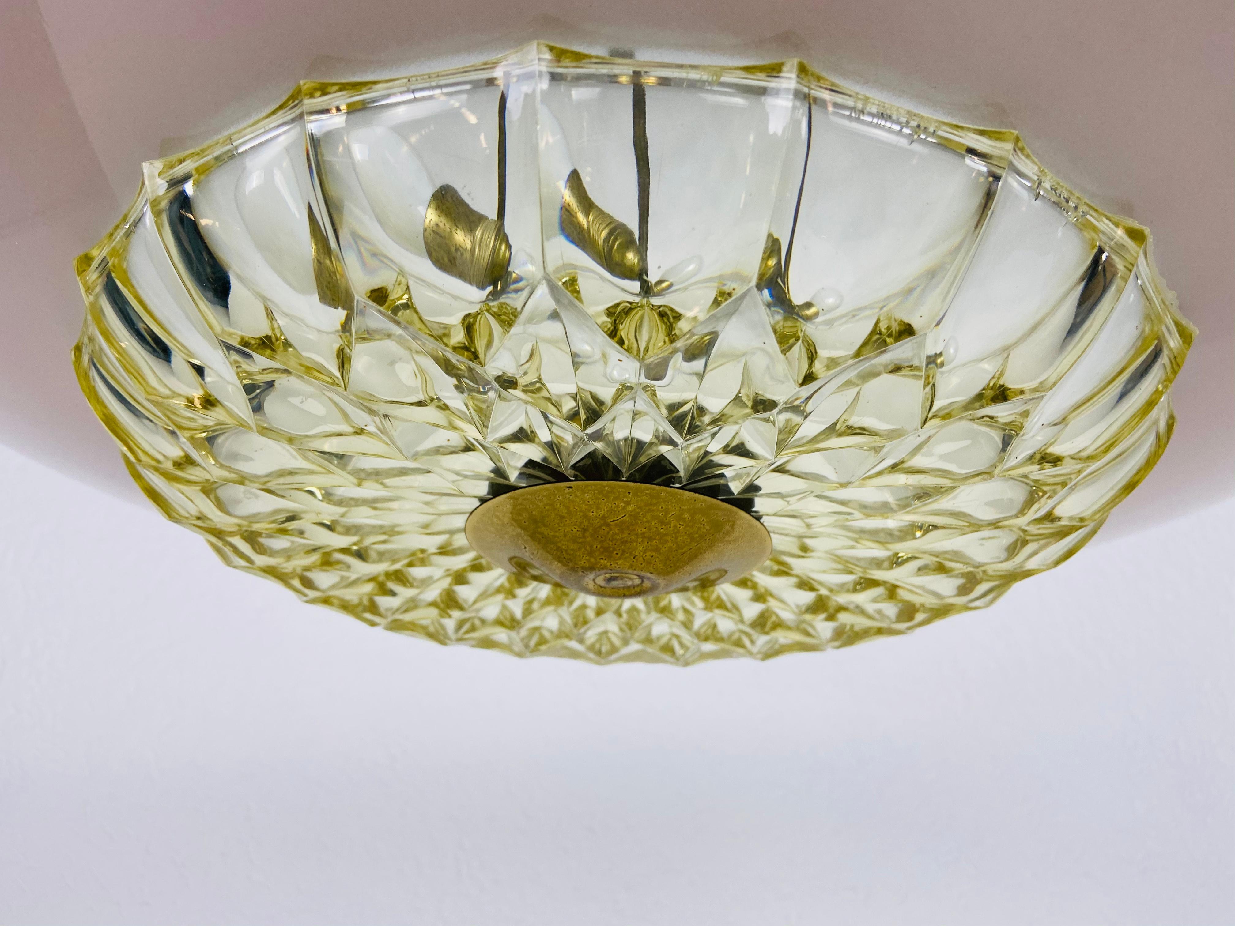 Mid-20th Century Midcentury Glass Pendant Lamp in the Style of Boris Lacroix, 1960s