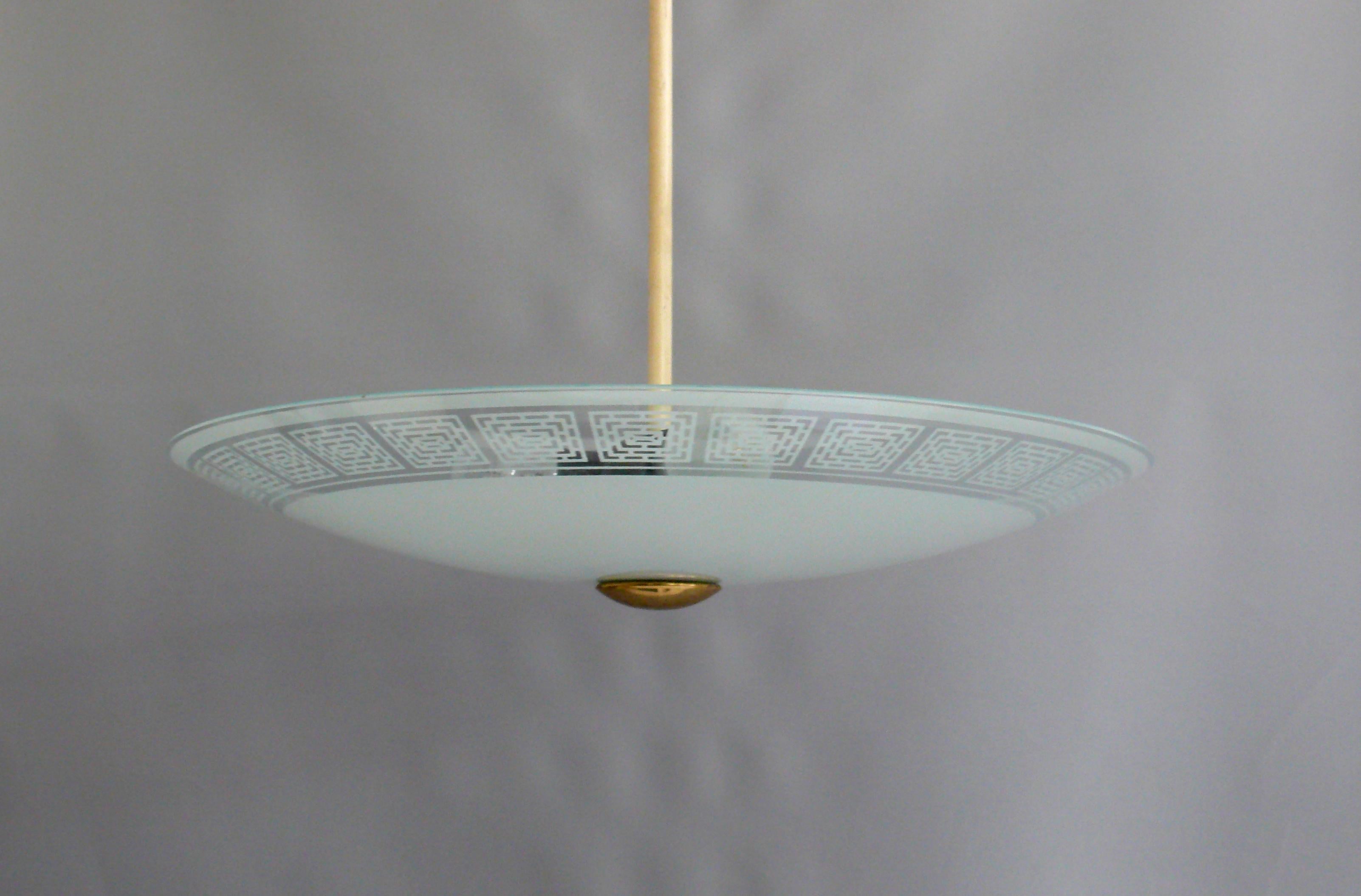 Mid-Century Modern Midcentury Glass Pendant Light, 1950s For Sale
