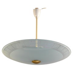 Retro Midcentury Glass Pendant Light, 1950s