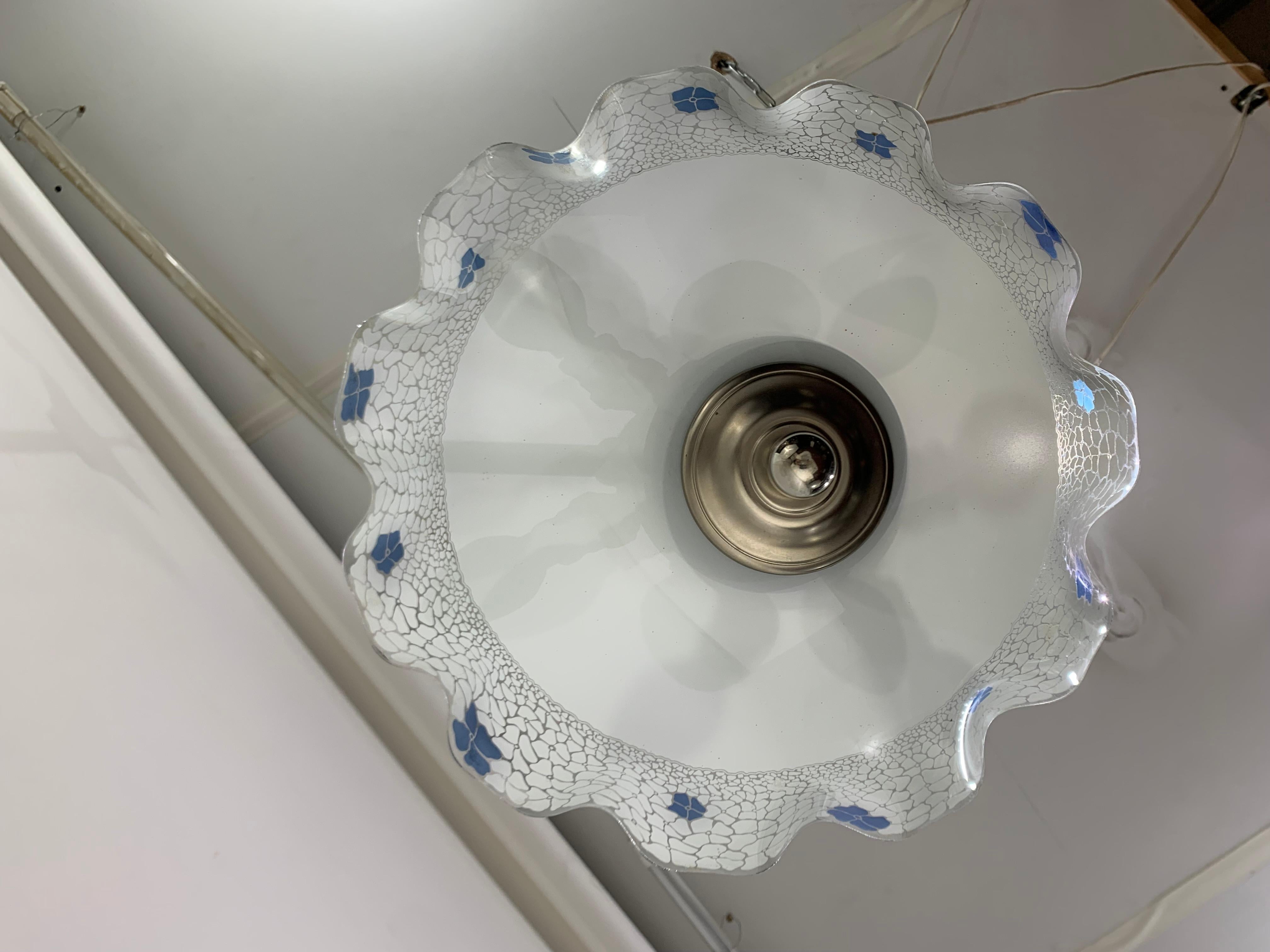 20th Century Midcentury Glass Pendant Light For Sale