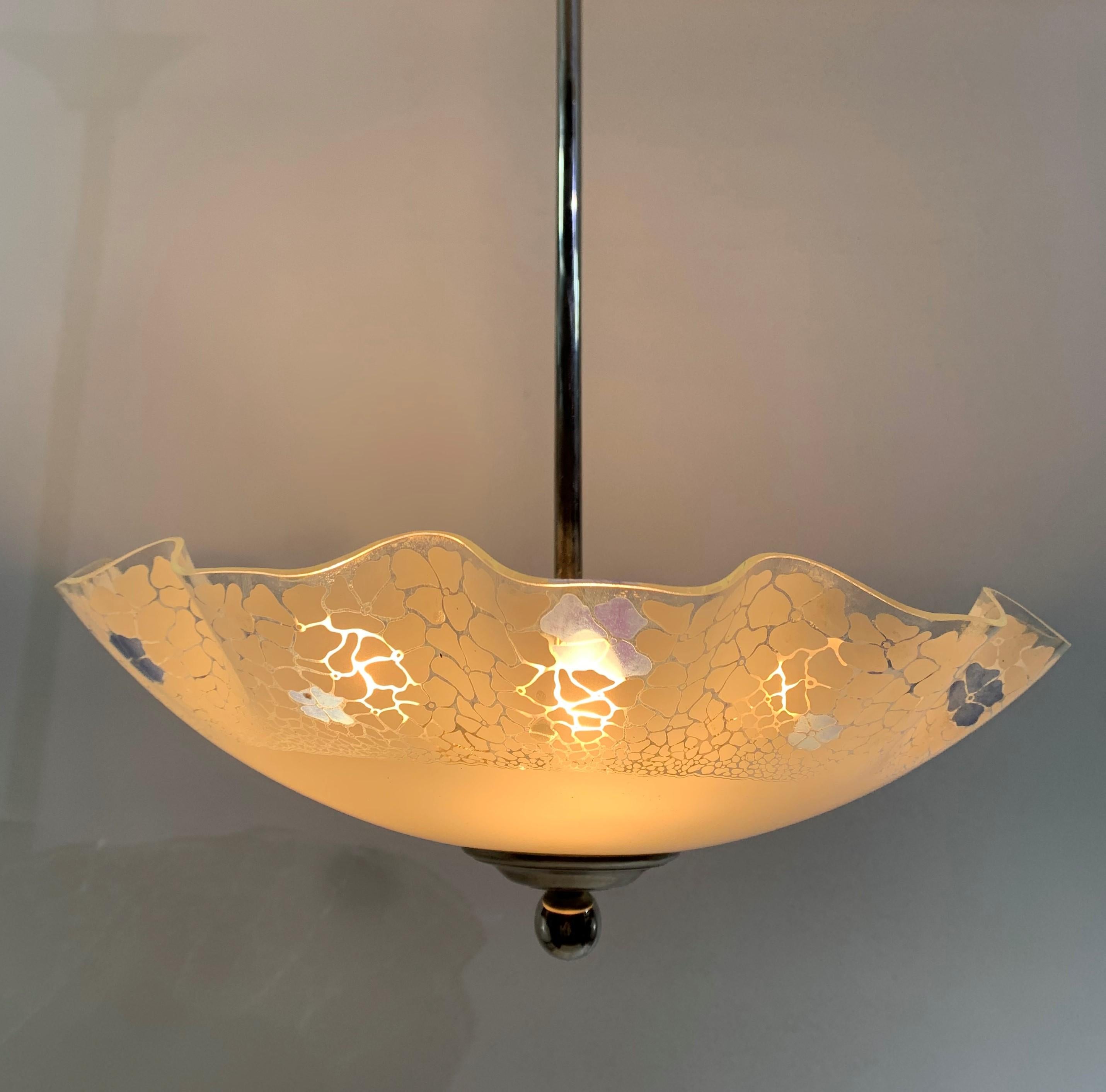 Midcentury Glass Pendant Light For Sale 2