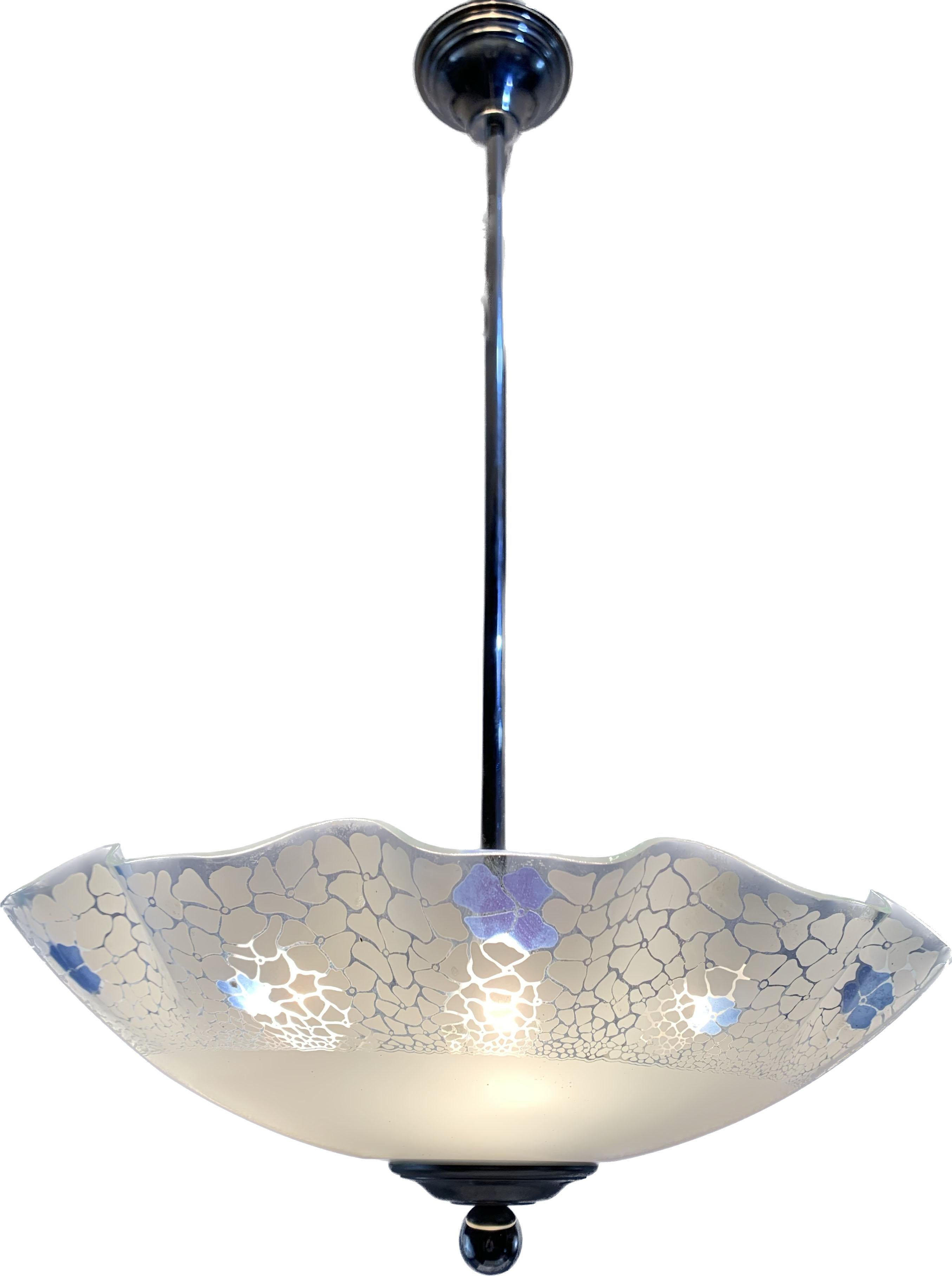 Midcentury Glass Pendant Light For Sale 3
