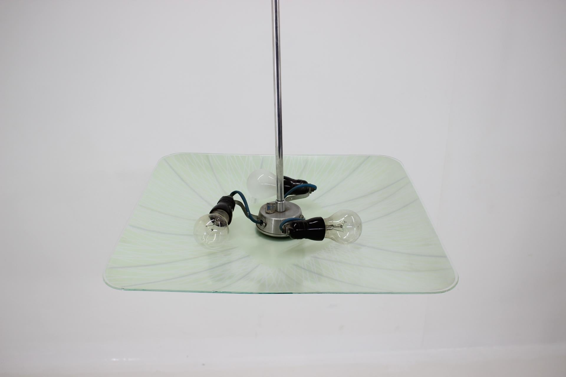 Metal Midcentury Glass Pendant / Napako, 1960s For Sale