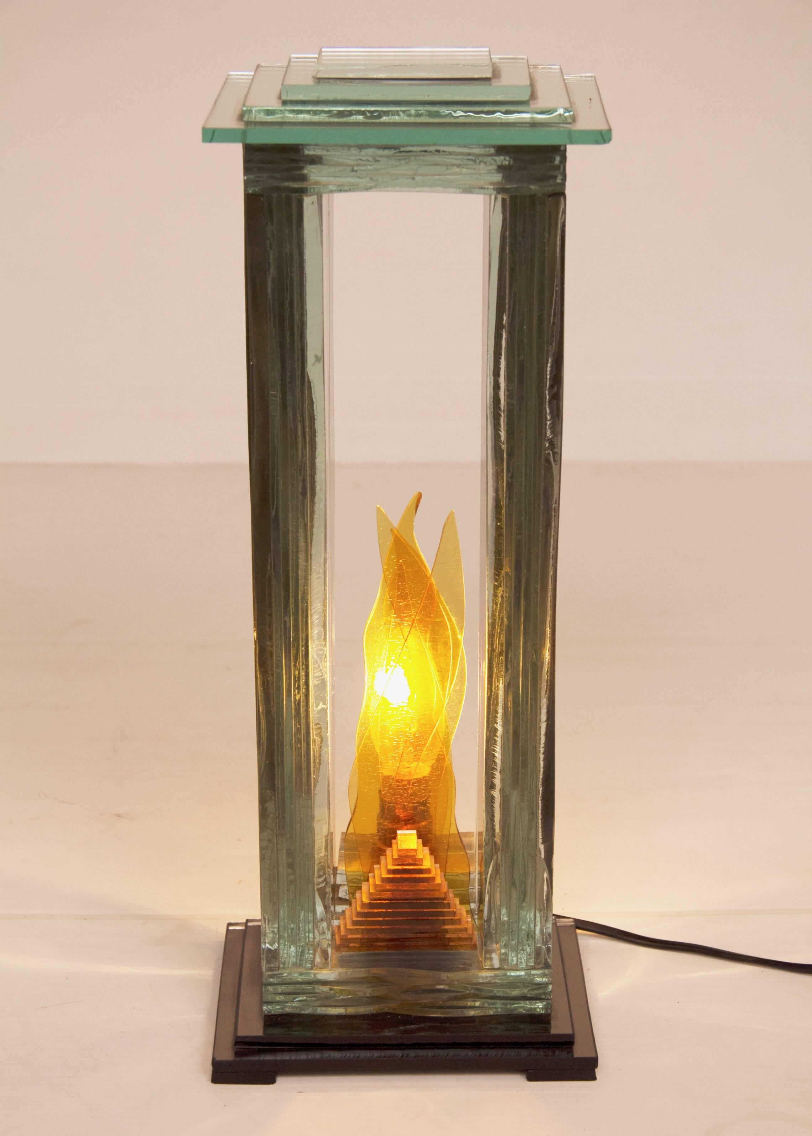 Italian Midcentury Glass Sculpture Light For Sale