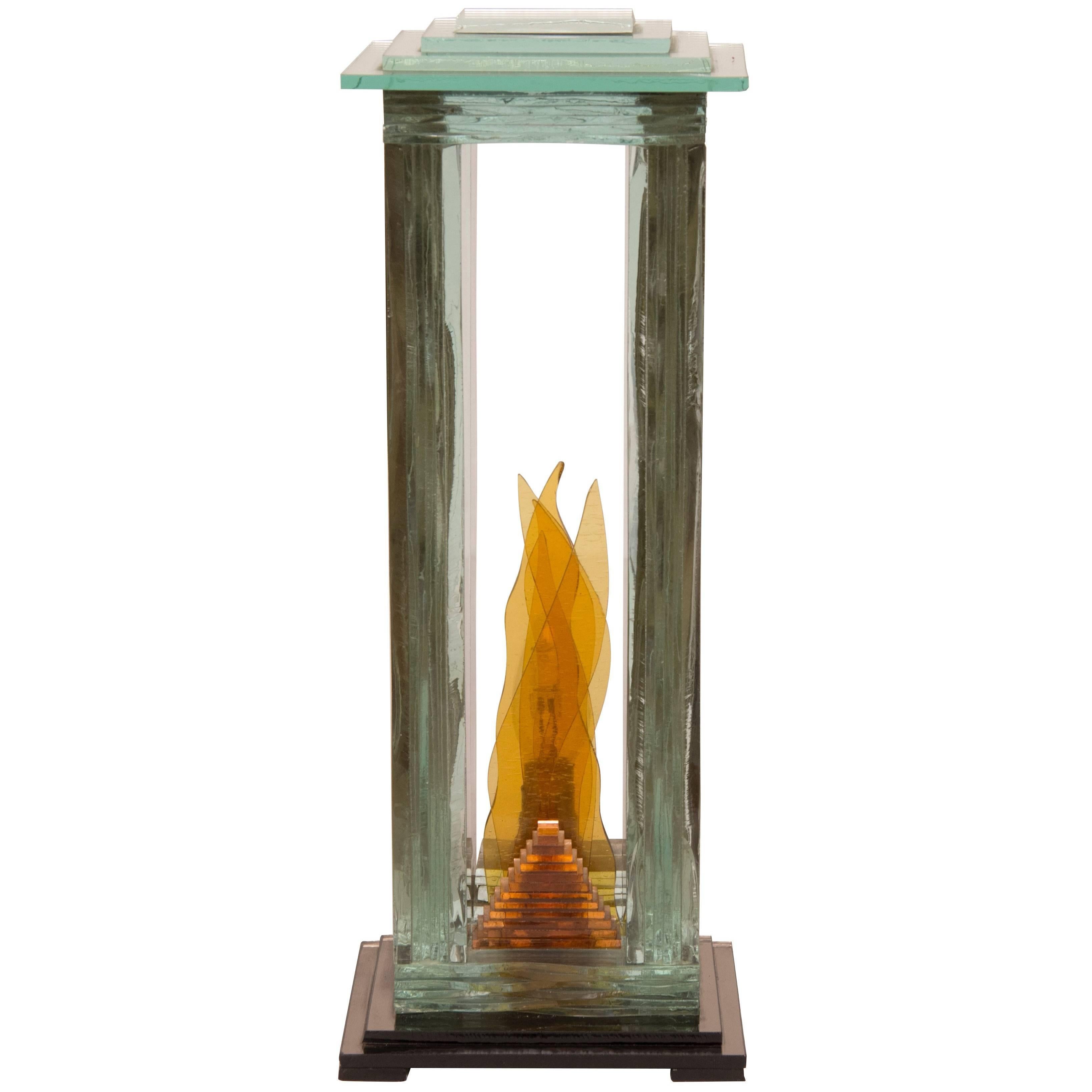 Midcentury Glass Sculpture Light For Sale