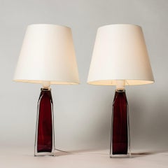 Midcentury Glass Table Lamps by Carl Fagerlund, Orrefors, Sweden, 1960s
