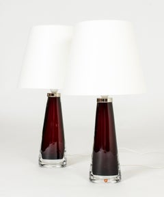 Midcentury Glass Table Lamps by Carl Fagerlund, Orrefors, Sweden, 1960s