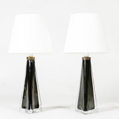 Midcentury Glass Table Lamps by Carl Fagerlund, Orrefors, Sweden, 1960s