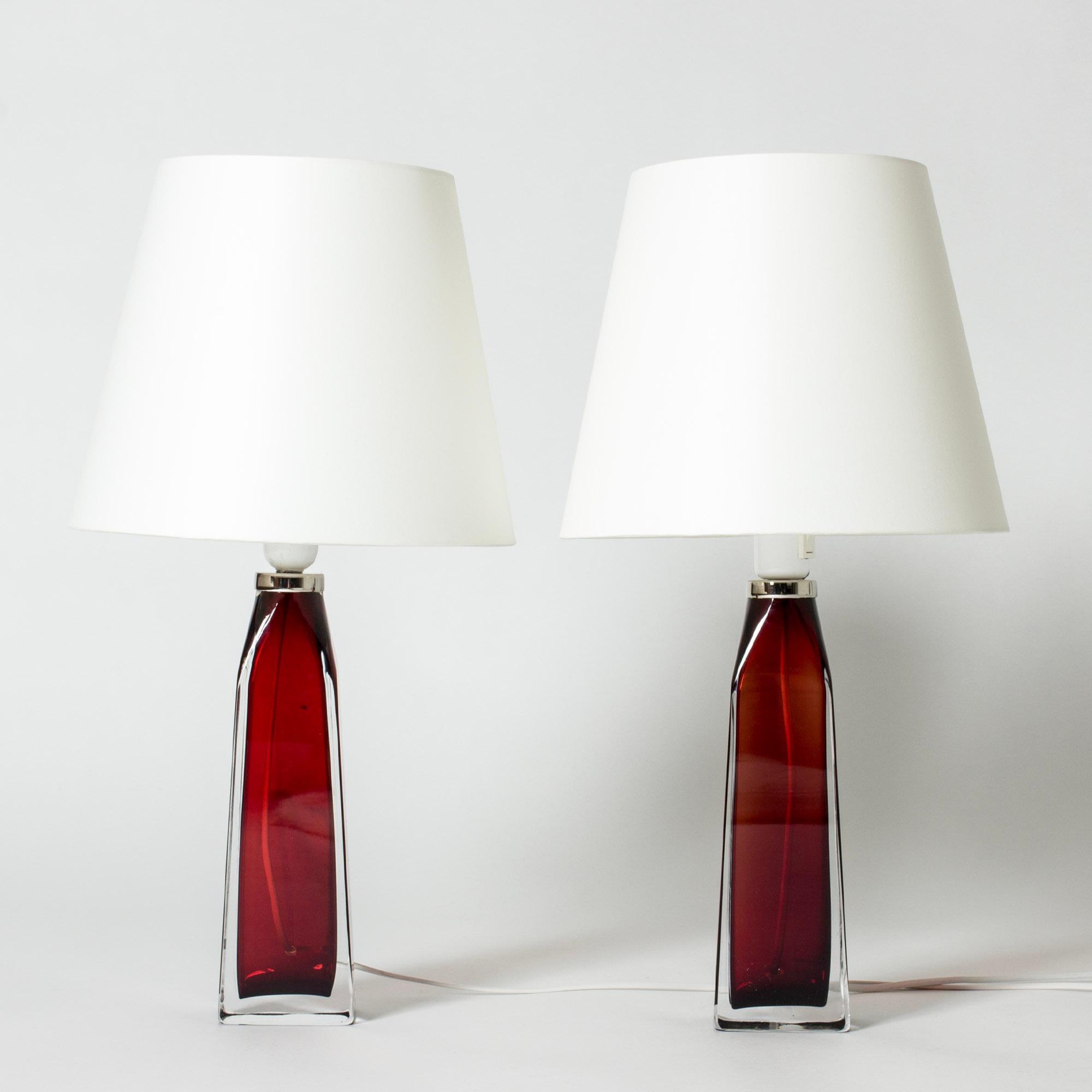Scandinavian Modern Midcentury Glass Table Lamps by Carl Fagerlund, Orrefors, Sweden, 1960s For Sale