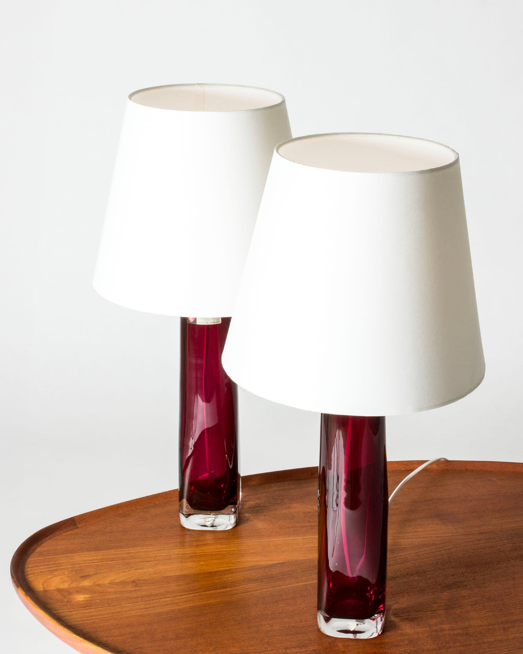 Scandinave moderne Lampes de bureau en verre du milieu du siècle dernier par Carl Fagerlund, Orrefors, Suède, années 1960 en vente