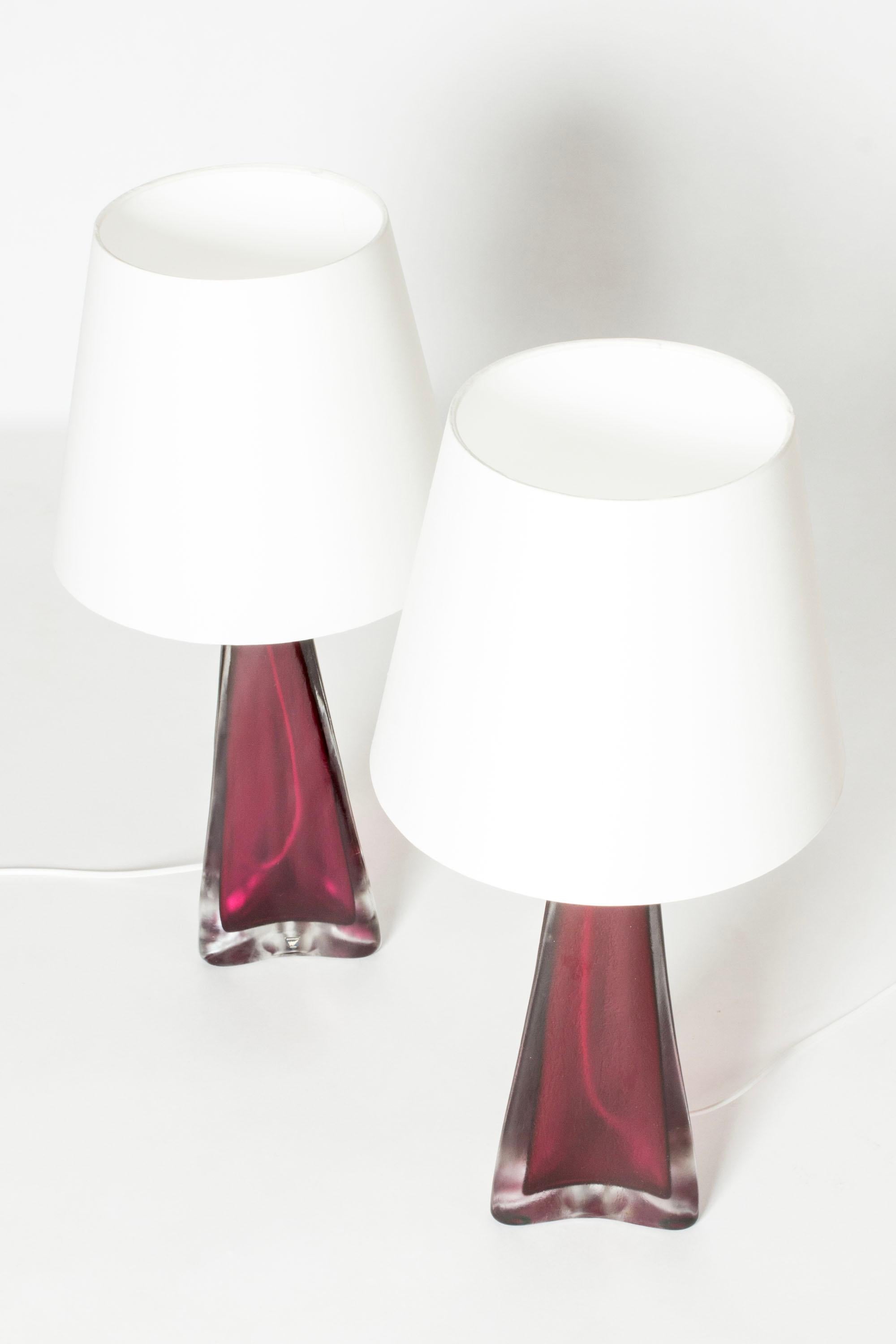 Scandinave moderne Lampes de bureau en verre du milieu du siècle dernier par Carl Fagerlund, Orrefors, Suède, années 1960 en vente