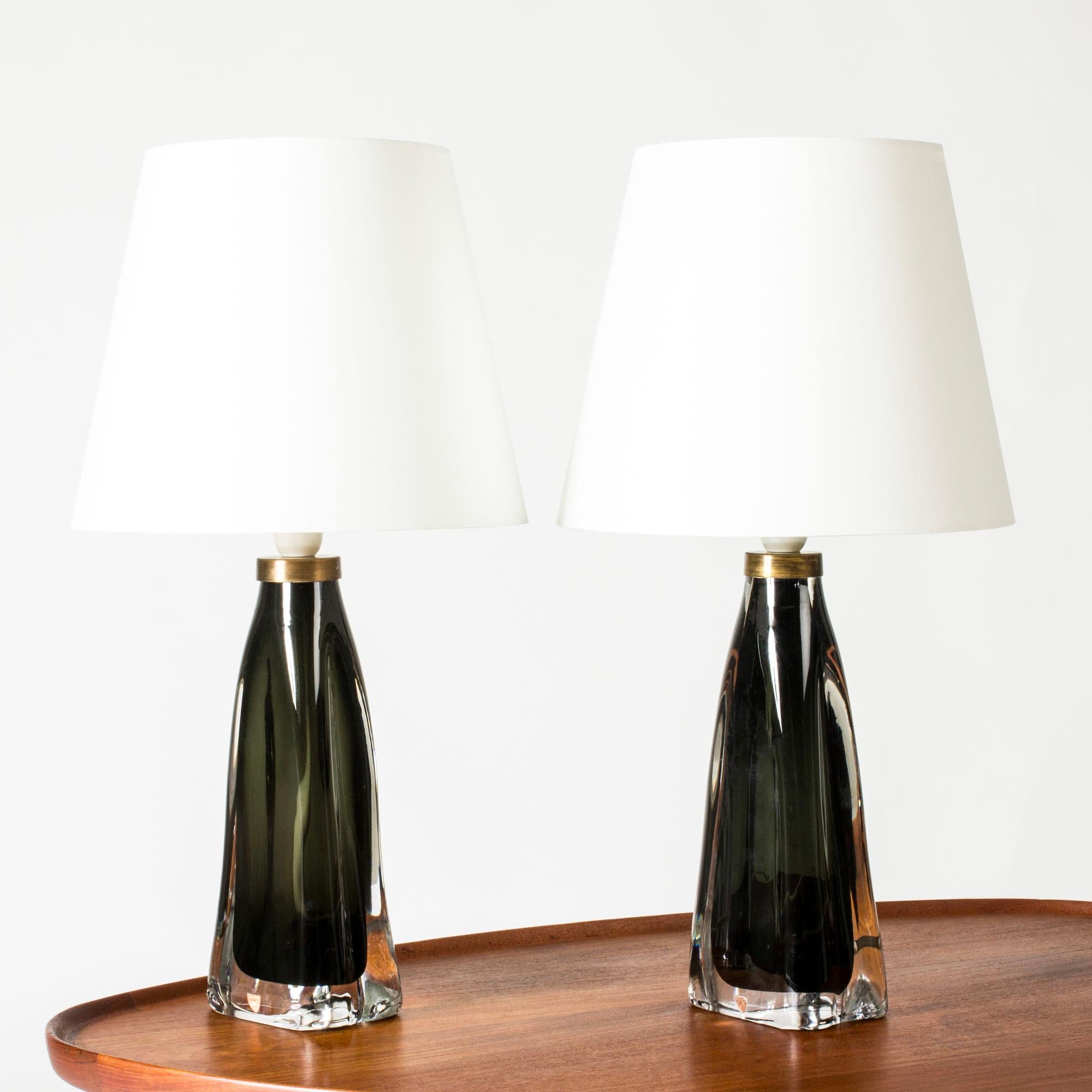 Scandinavian Modern Midcentury Glass Table Lamps by Carl Fagerlund, Orrefors, Sweden, 1960s For Sale