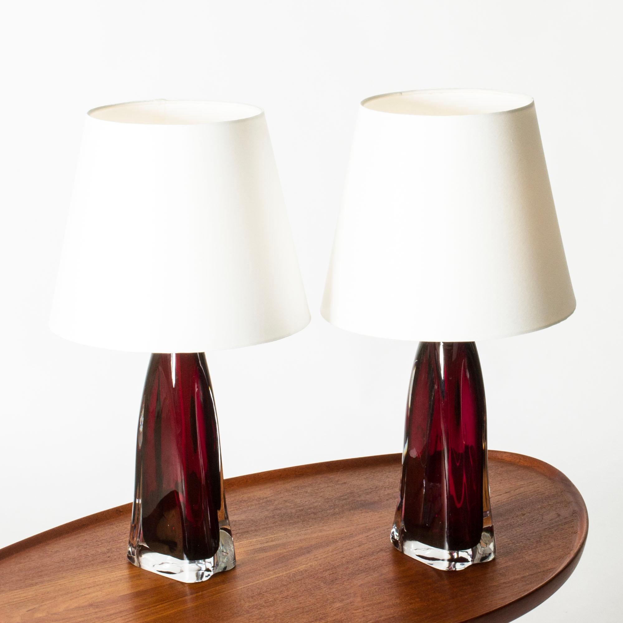 Lámparas de sobremesa de cristal de Carl Fagerlund, Orrefors, Suecia, años 60 Escandinavo moderno en venta