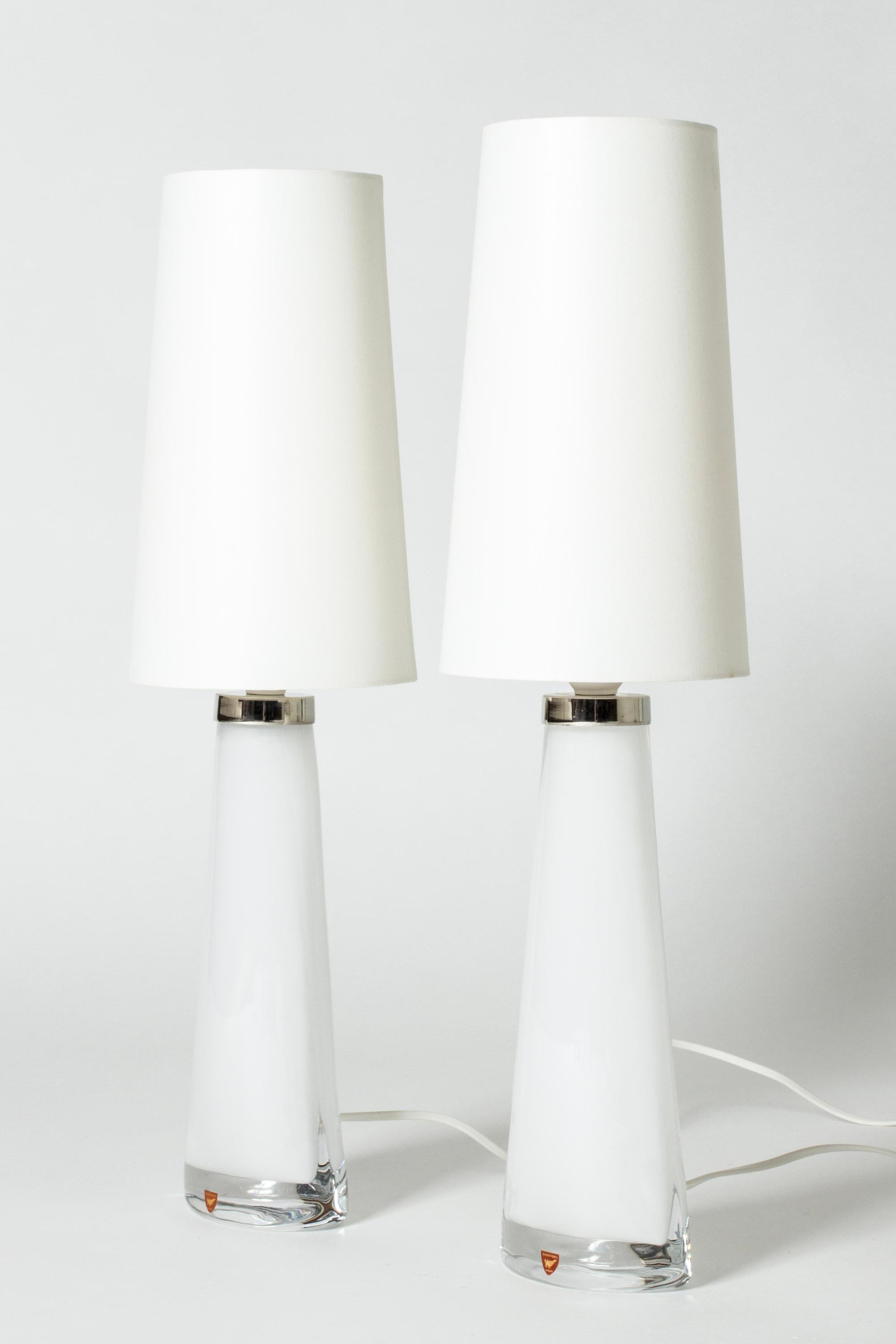 Scandinavian Modern Midcentury Glass Table Lamps by Carl Fagerlund, Orrefors, Sweden, 1960s For Sale