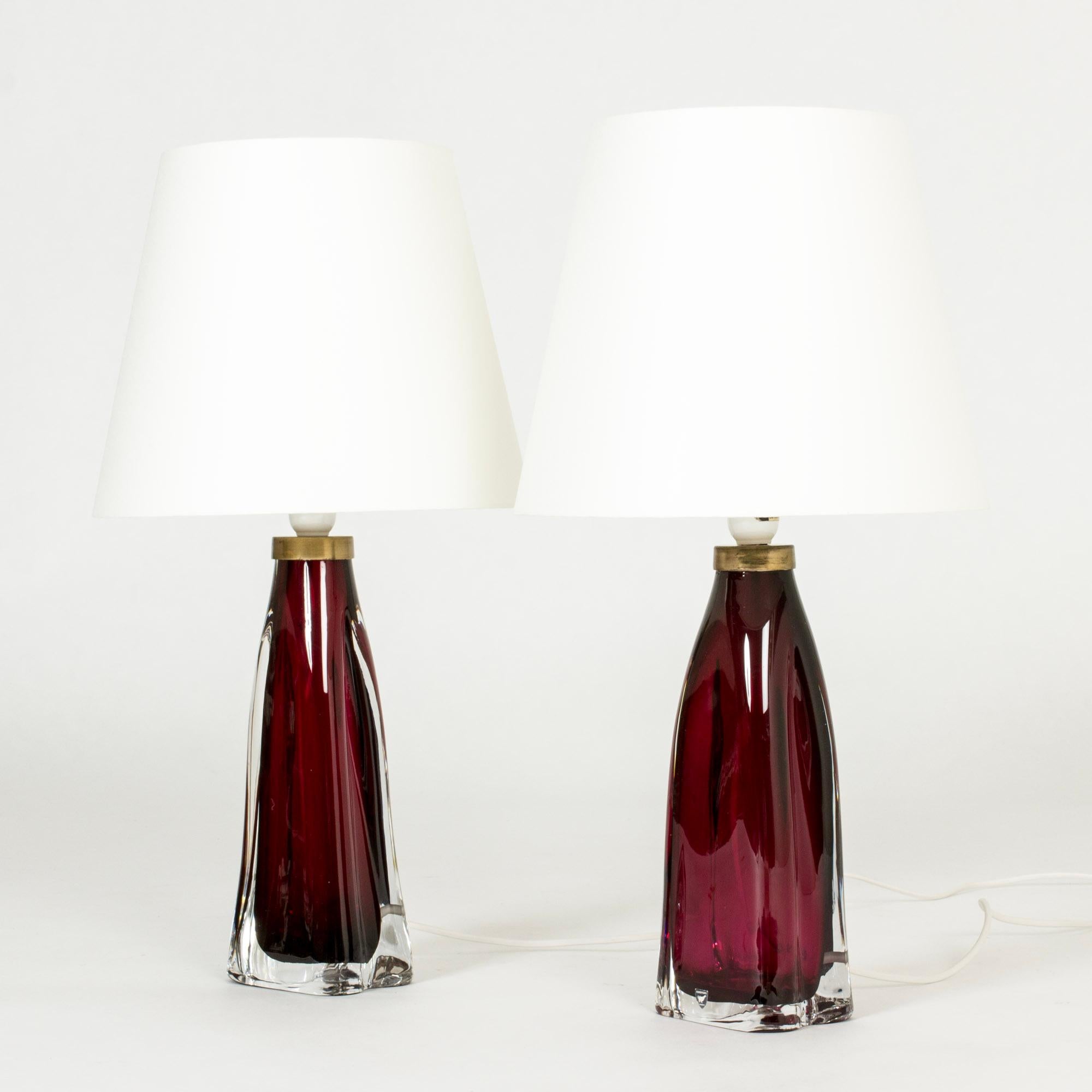 Swedish Midcentury Glass Table Lamps by Carl Fagerlund, Orrefors, Sweden, 1960s For Sale