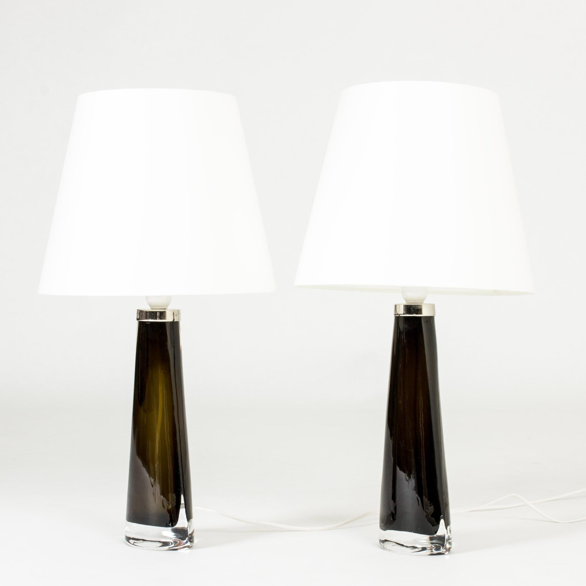 Scandinavian Modern Midcentury Glass Table Lamps by Carl Fagerlund, Orrefors, Sweden, 1960s
