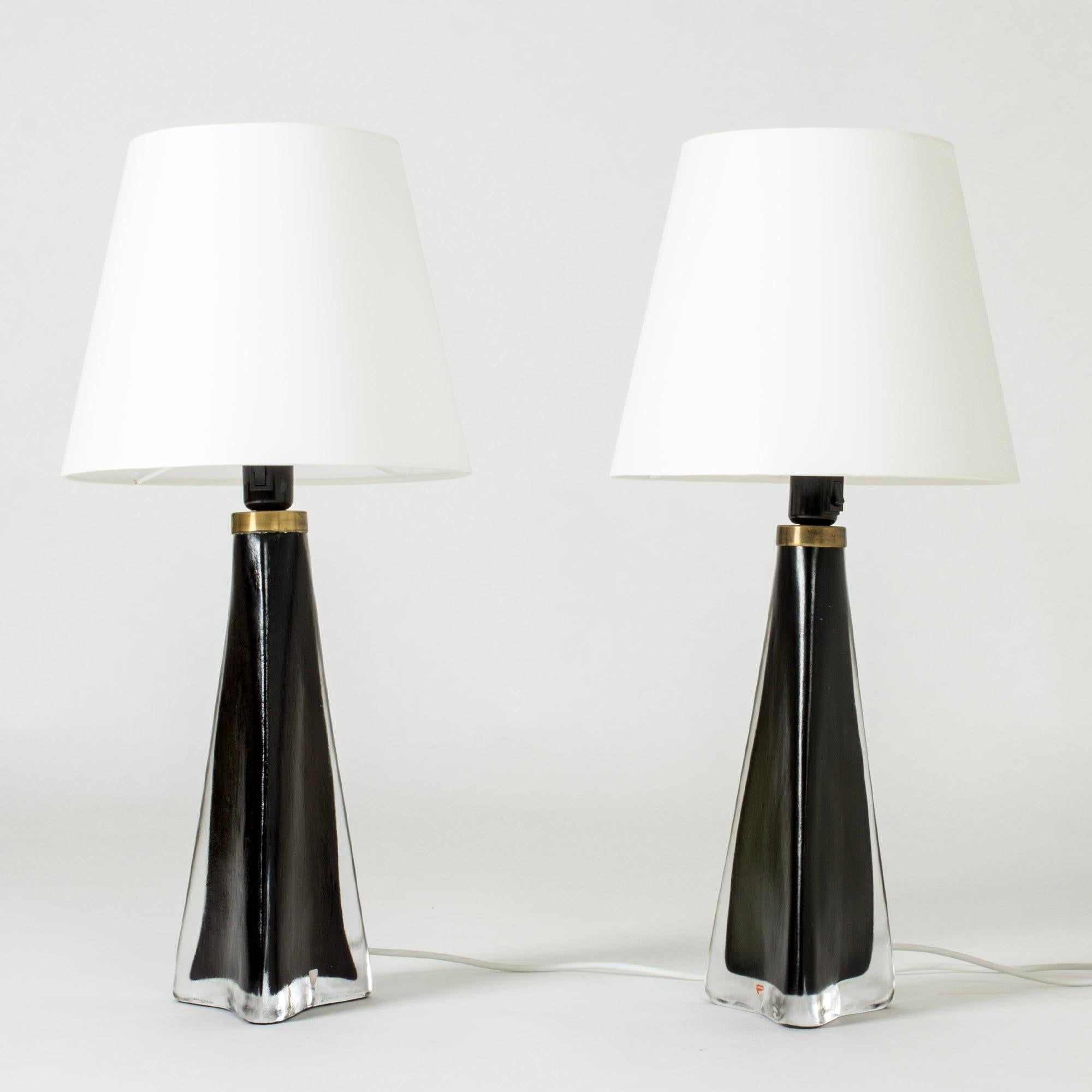 Swedish Midcentury Glass Table Lamps by Carl Fagerlund, Orrefors, Sweden, 1960s For Sale