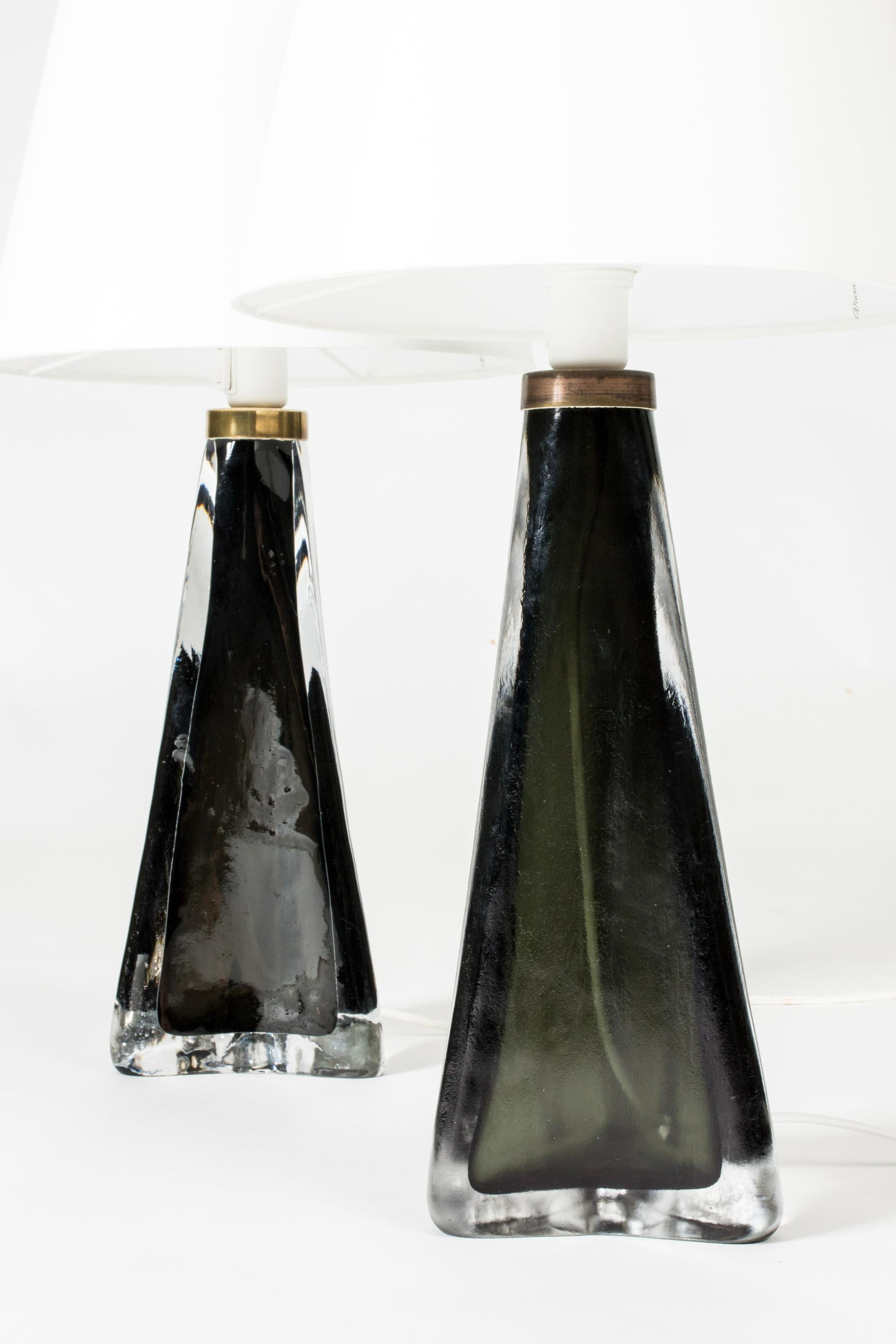 Suédois Lampes de bureau en verre du milieu du siècle dernier par Carl Fagerlund, Orrefors, Suède, années 1960 en vente
