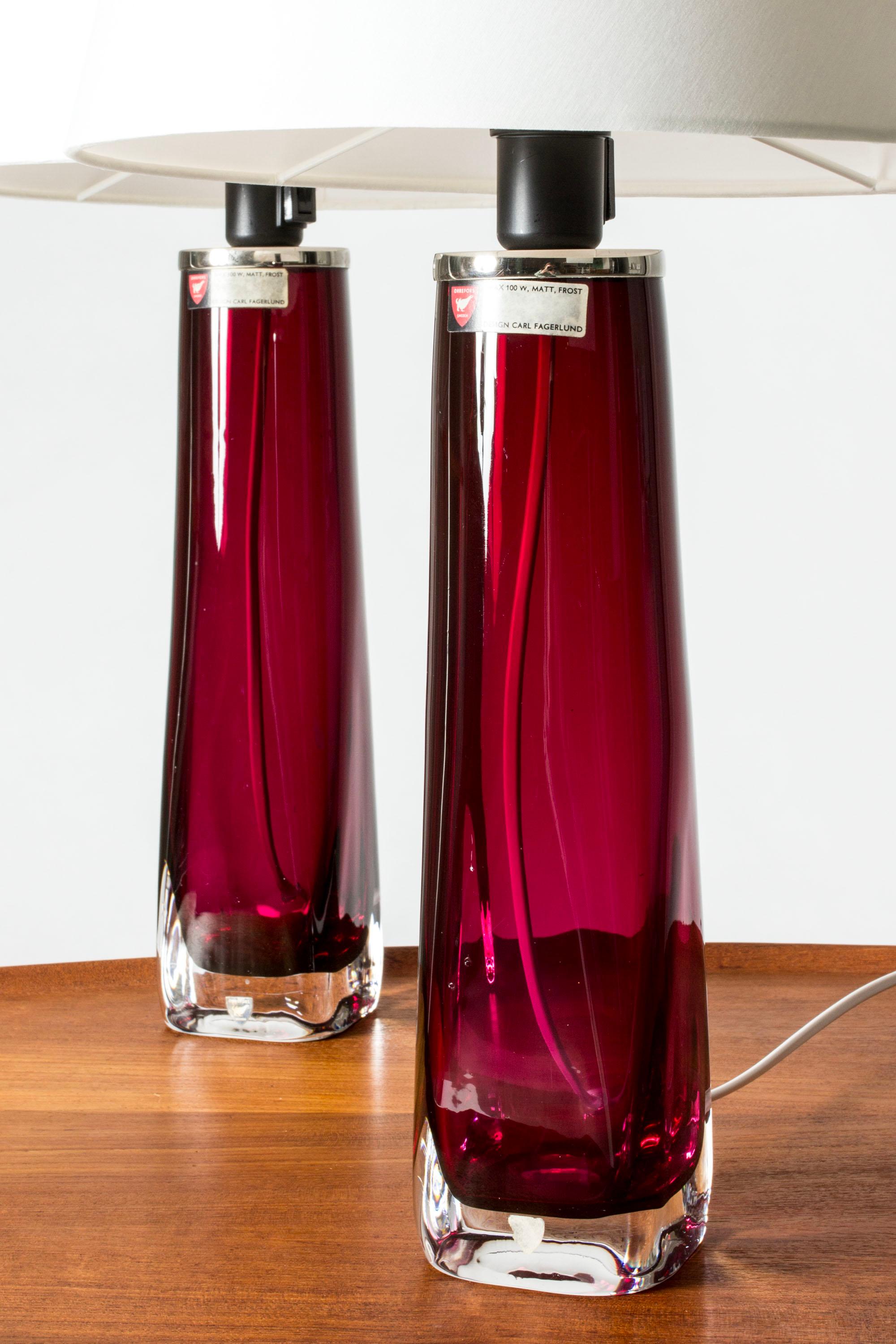 Suédois Lampes de bureau en verre du milieu du siècle dernier par Carl Fagerlund, Orrefors, Suède, années 1960 en vente