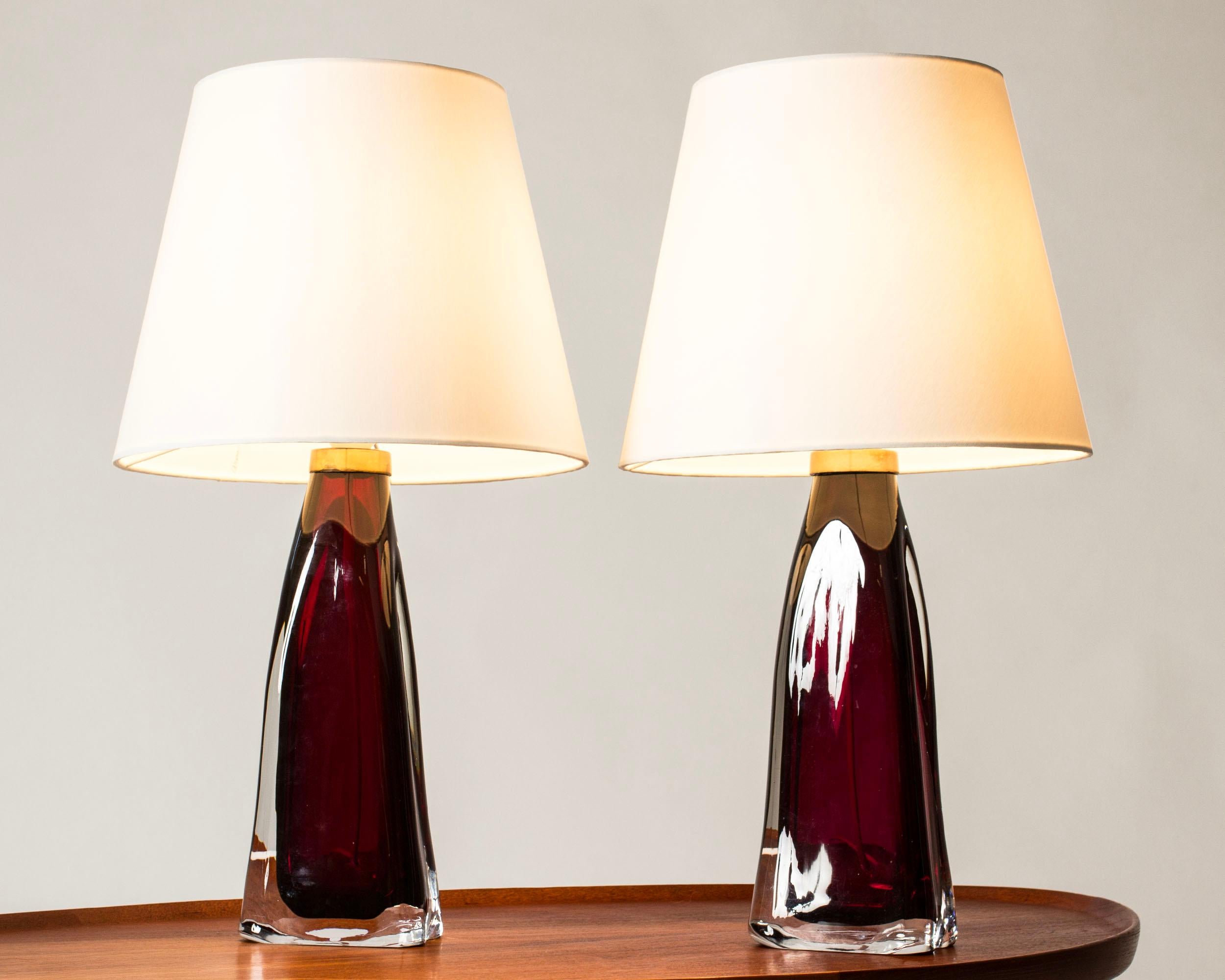 Lámparas de sobremesa de cristal de Carl Fagerlund, Orrefors, Suecia, años 60 en Bueno estado para la venta en Stockholm, SE