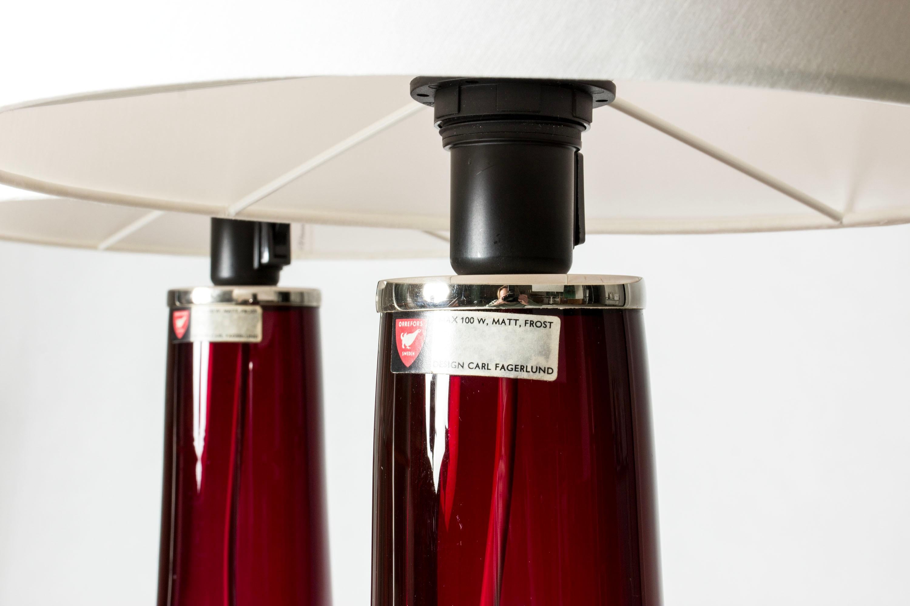 Milieu du XXe siècle Lampes de bureau en verre du milieu du siècle dernier par Carl Fagerlund, Orrefors, Suède, années 1960 en vente
