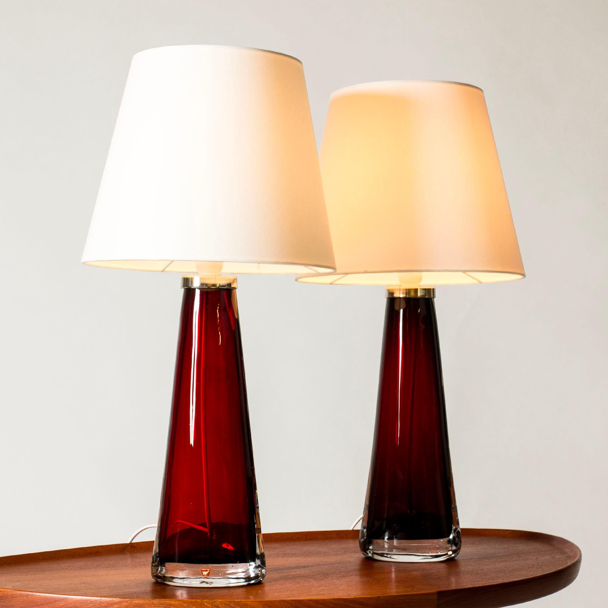 Mid-20th Century Midcentury Glass Table Lamps by Carl Fagerlund, Orrefors, Sweden, 1960s For Sale
