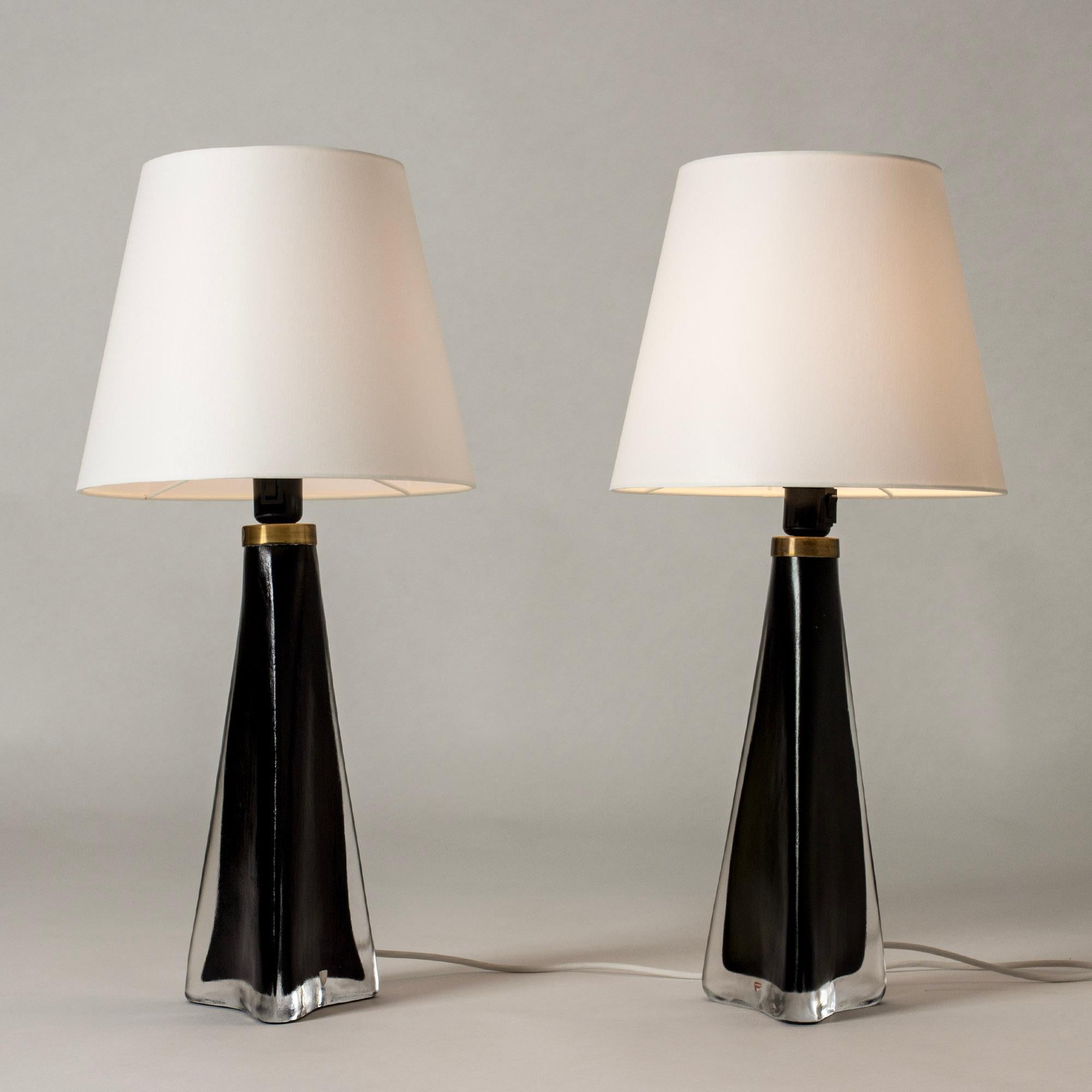 Midcentury Glass Table Lamps by Carl Fagerlund, Orrefors, Sweden, 1960s For Sale 2